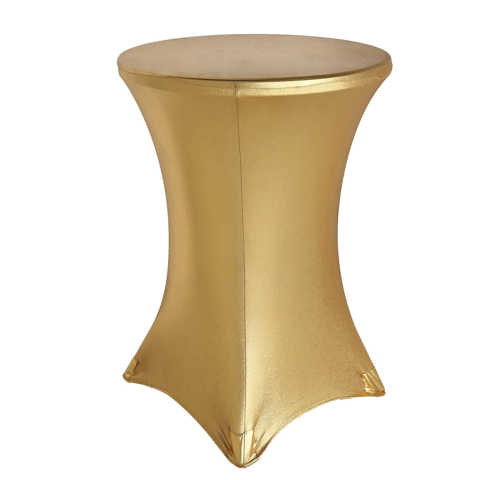 Metallic Spandex Fitted Round Cocktail Table Cover 30" Gold Highboy Tablecloth - Stretch Fit & Water-Resistant - Image 8