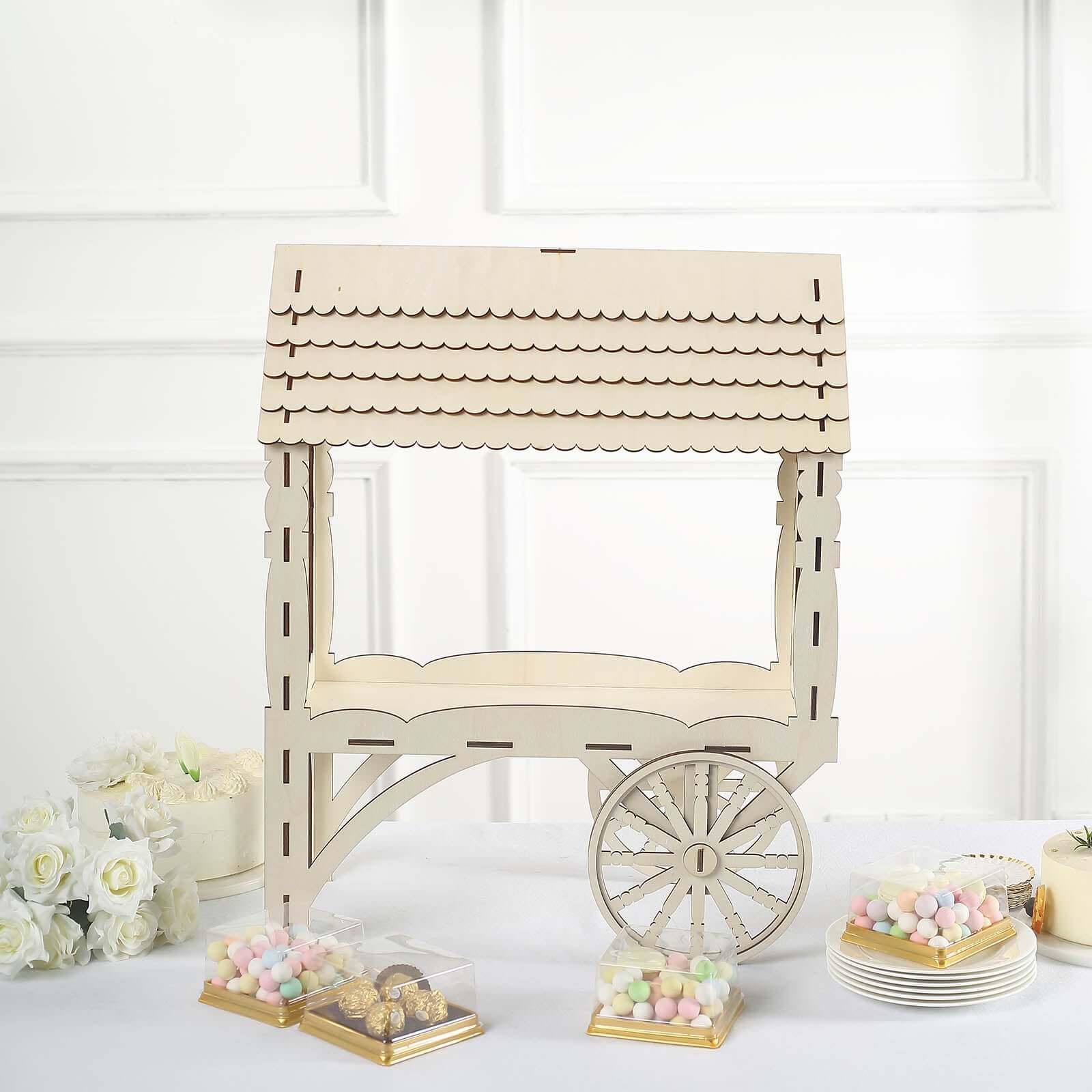 Mini Wooden Dessert Display 25" Candy Cart Sweet Stall Design Natural - Tabletop Cupcake Stand - Image 2