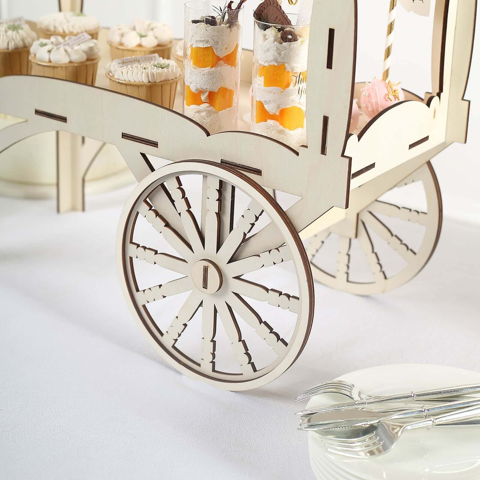 Mini Wooden Dessert Display 25" Candy Cart Sweet Stall Design Natural - Tabletop Cupcake Stand - Image 6