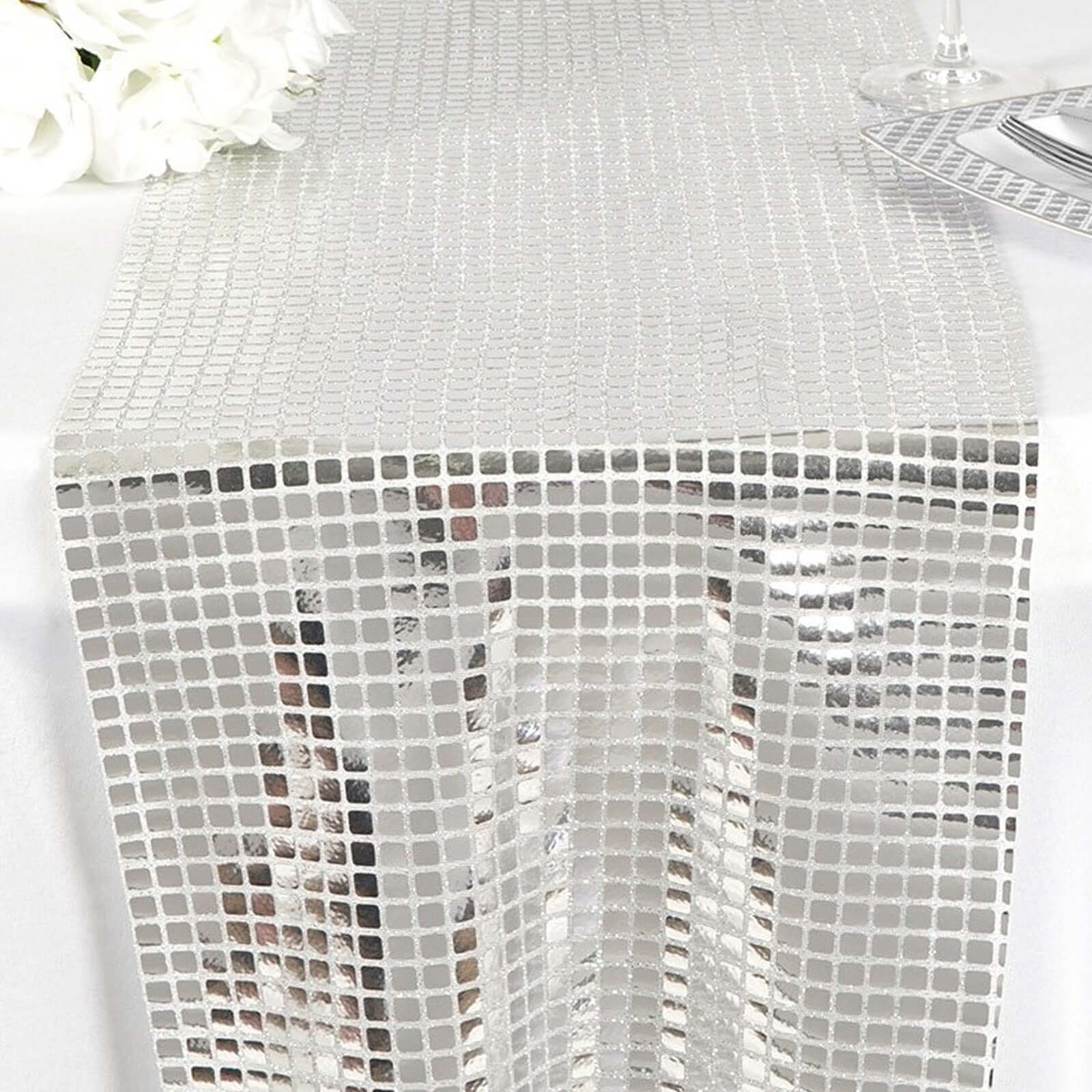 Mirror Foil Table Runner 12"x108" Silver - Shiny Metallic Table Decor for Events - Image 8