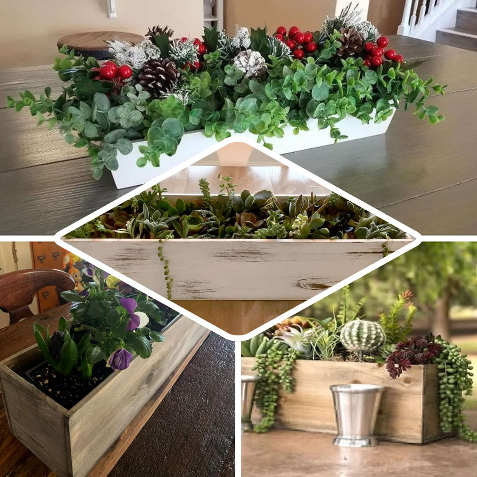 Natural Wood Planter Box Rectangular 30"x6" with Plastic Liner - Stylish Long Accent for Displays - Image 5