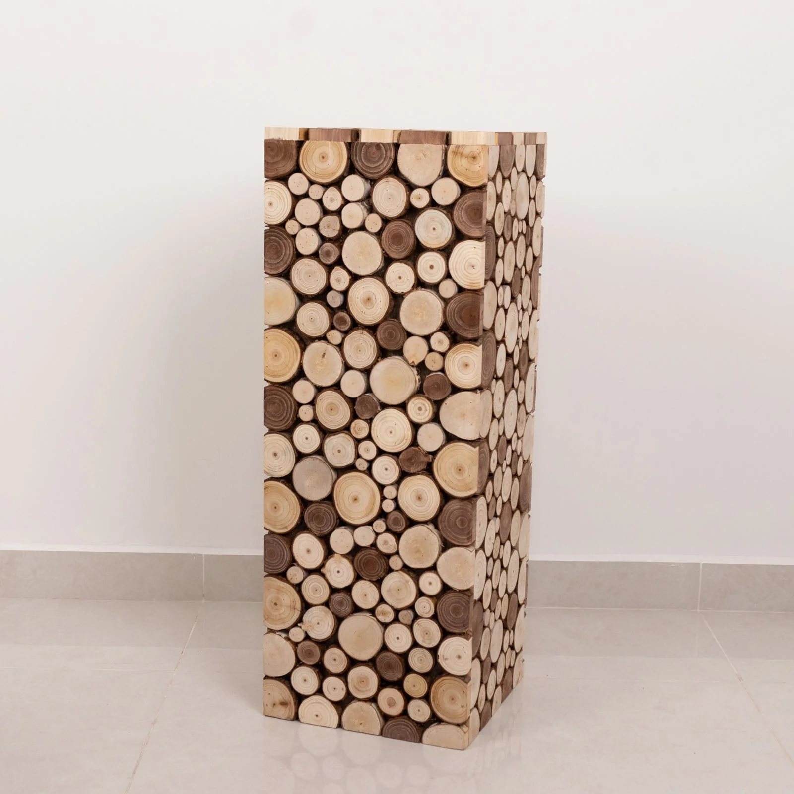 Natural Wooden Slices Pillar Prop Pedestal Stand, Rustic Farmhouse Wood Riser Rectangular Plant Stand - 30" - Image 10