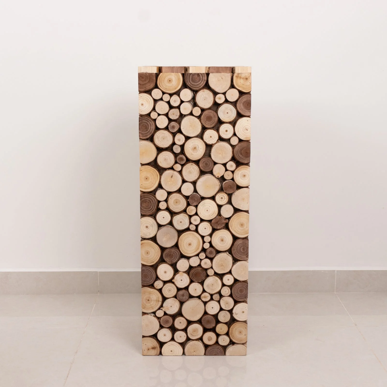Natural Wooden Slices Pillar Prop Pedestal Stand, Rustic Farmhouse Wood Riser Rectangular Plant Stand - 30" - Image 8