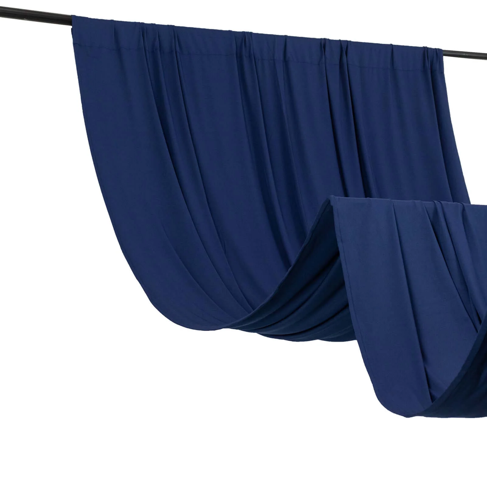 Navy Blue 4-Way Stretch Spandex Backdrop Drape Curtain, Wrinkle Free Event Divider Panel with Rod Pockets - 5ftx10ft - Image 2