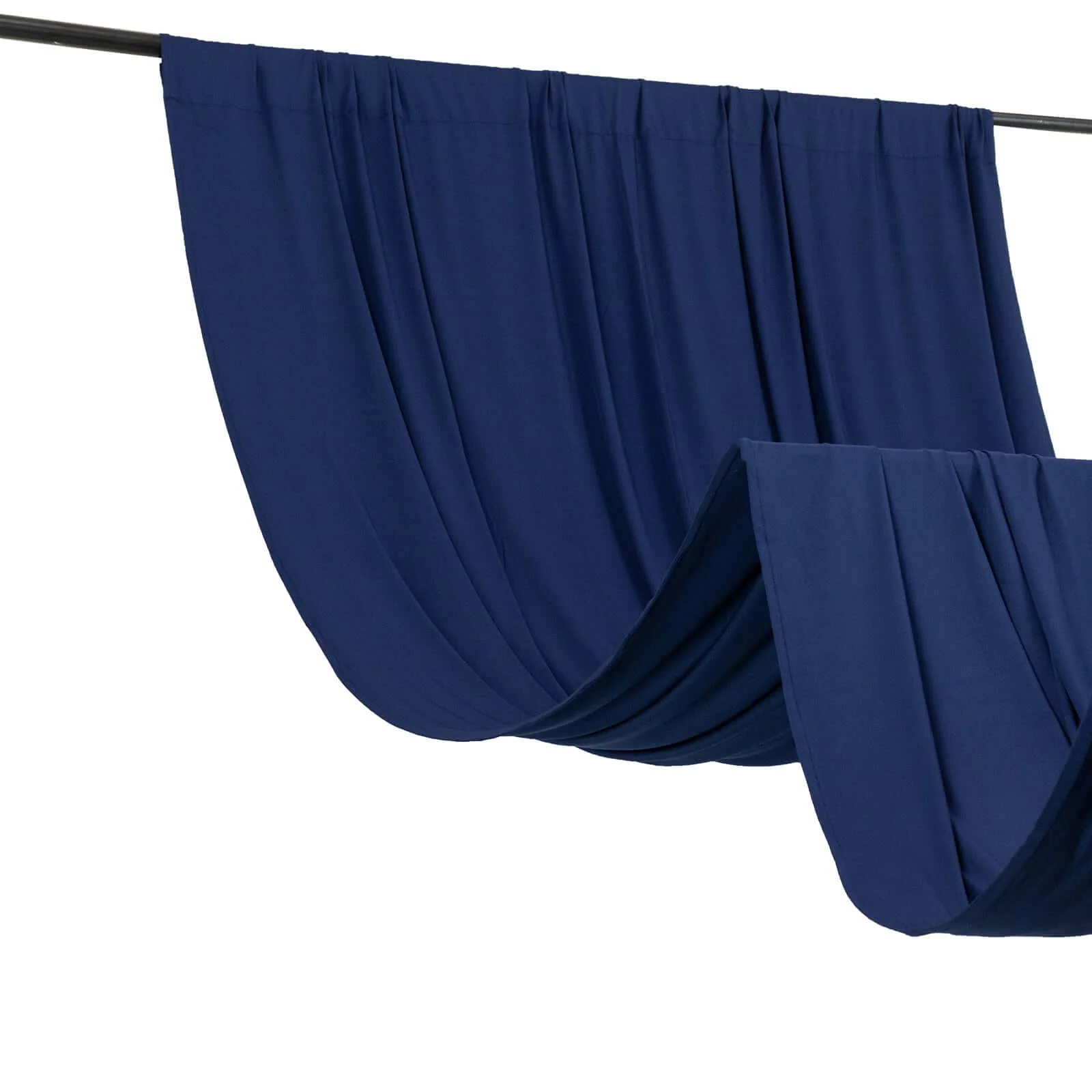 Navy Blue 4-Way Stretch Spandex Backdrop Drape Curtain, Wrinkle Free Event Divider Panel with Rod Pockets - 5ftx14ft - Image 8