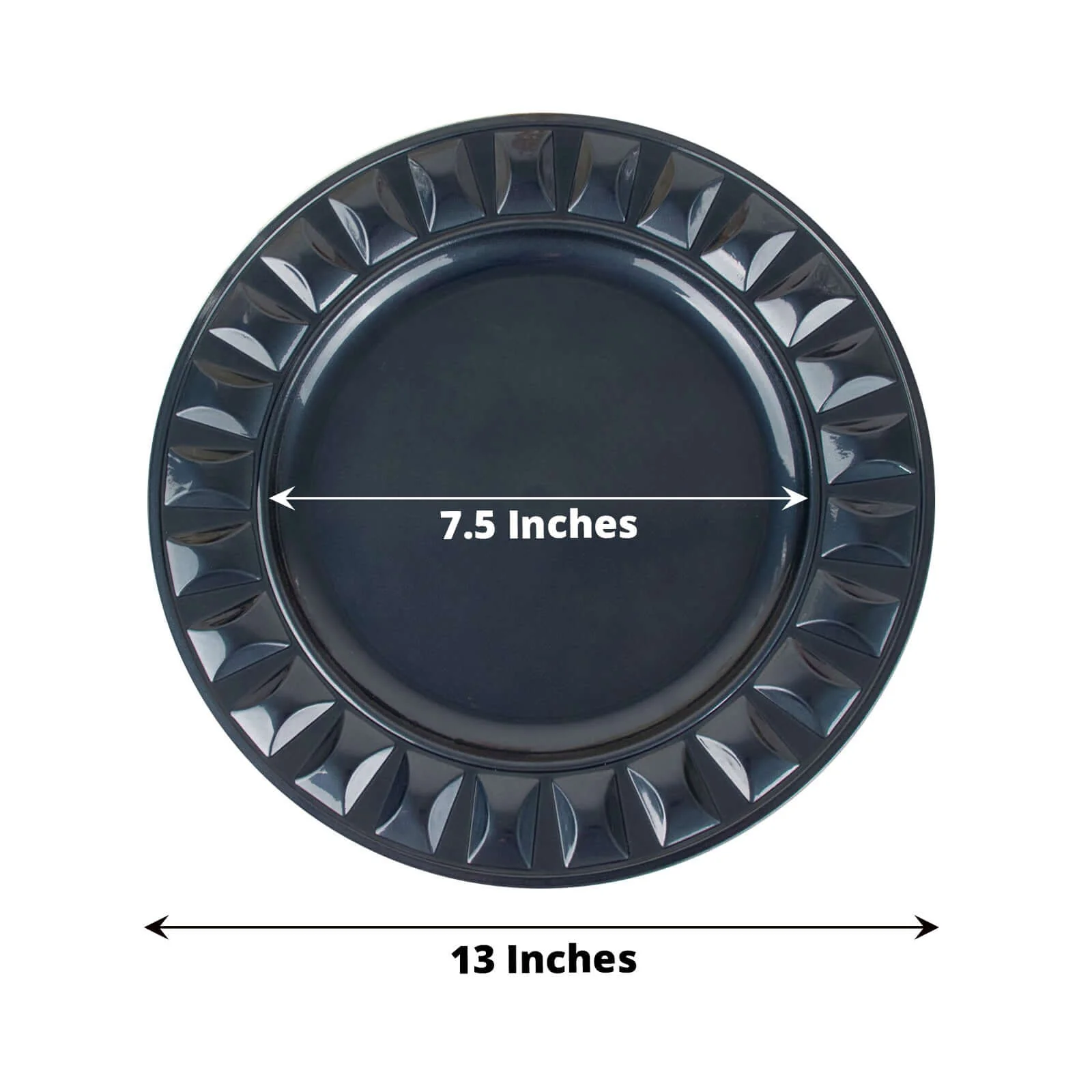6-Pack Plastic Charger Plates 13" Round Navy Blue Bejeweled Rim - Dinner Charger Tableware - Image 3