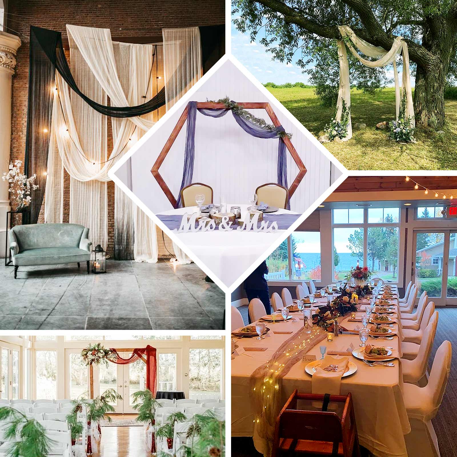 Navy Blue Gauze Cheesecloth Draping Fabric Wedding Arch Decorations, Window Scarf Valance Drapes, Boho Arbor Long Curtain Panel 20ft - Image 4