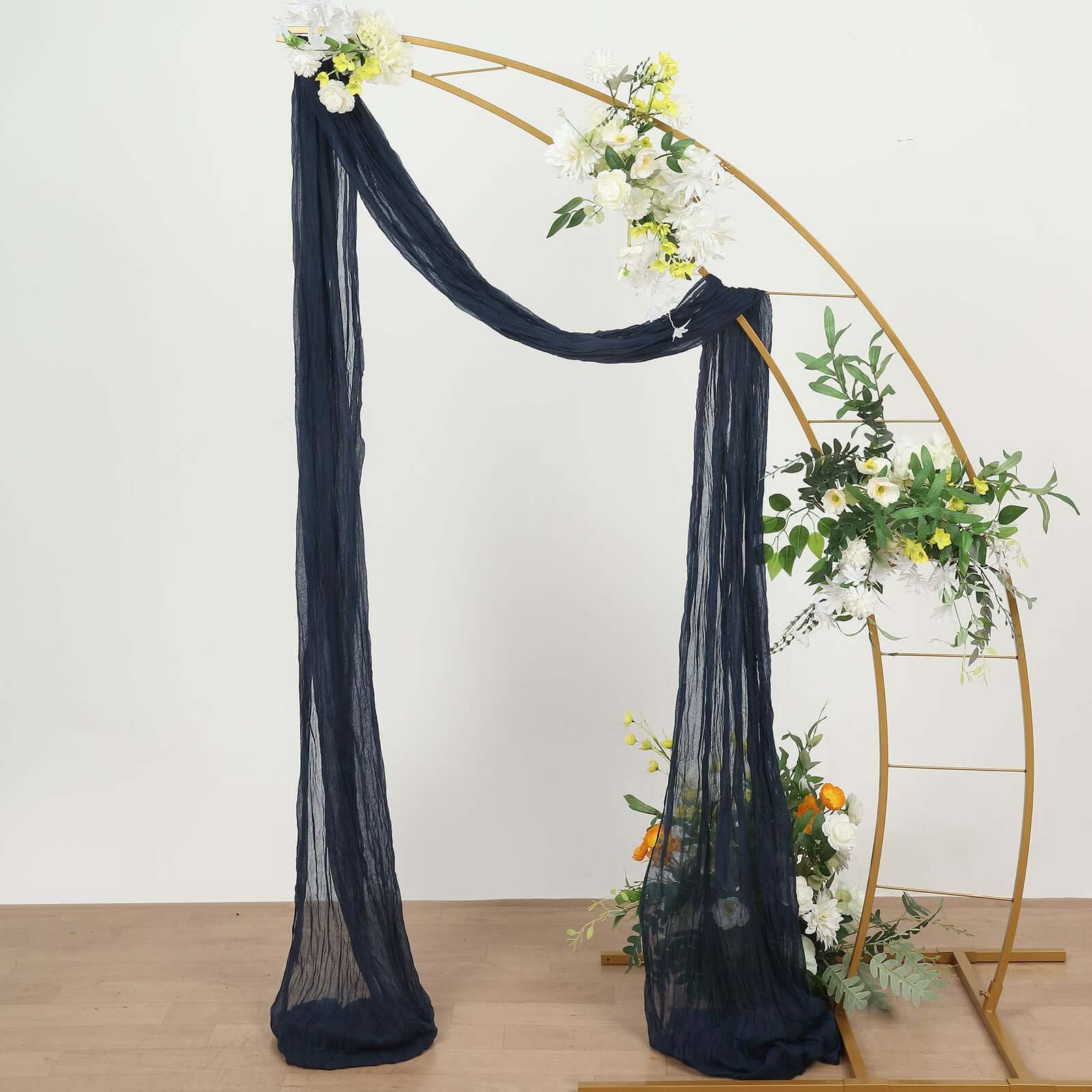 Navy Blue Gauze Cheesecloth Draping Fabric Wedding Arch Decorations, Window Scarf Valance Drapes, Boho Arbor Long Curtain Panel 20ft - Image 5