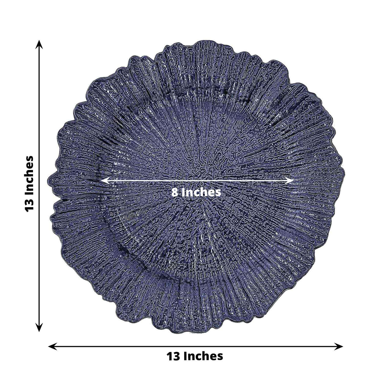 6-Pack Acrylic Plastic Charger Plates 13" Round Navy Blue Reef Design - Decorative Dinner Charger Tableware - Image 3