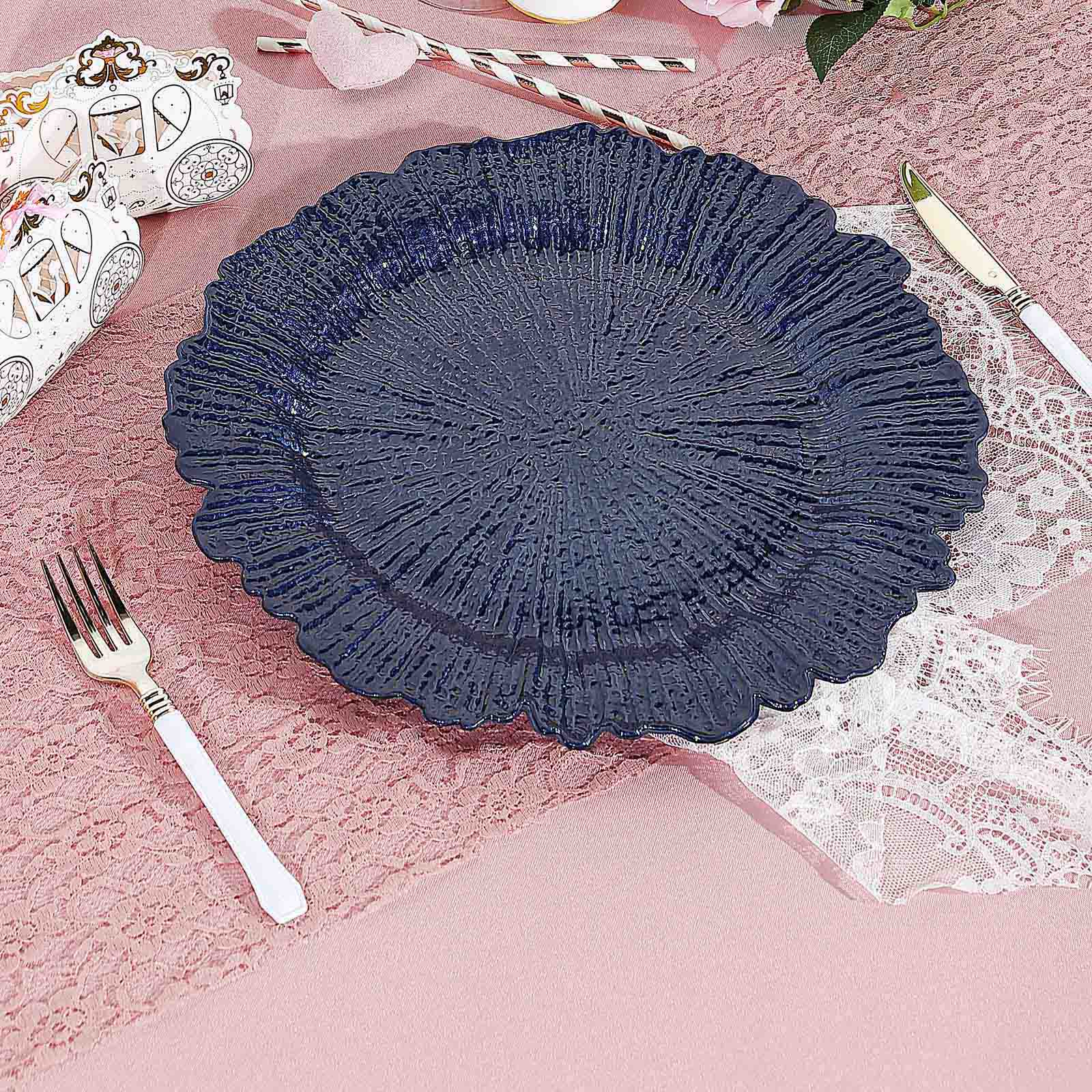 6-Pack Acrylic Plastic Charger Plates 13" Round Navy Blue Reef Design - Decorative Dinner Charger Tableware - Image 8