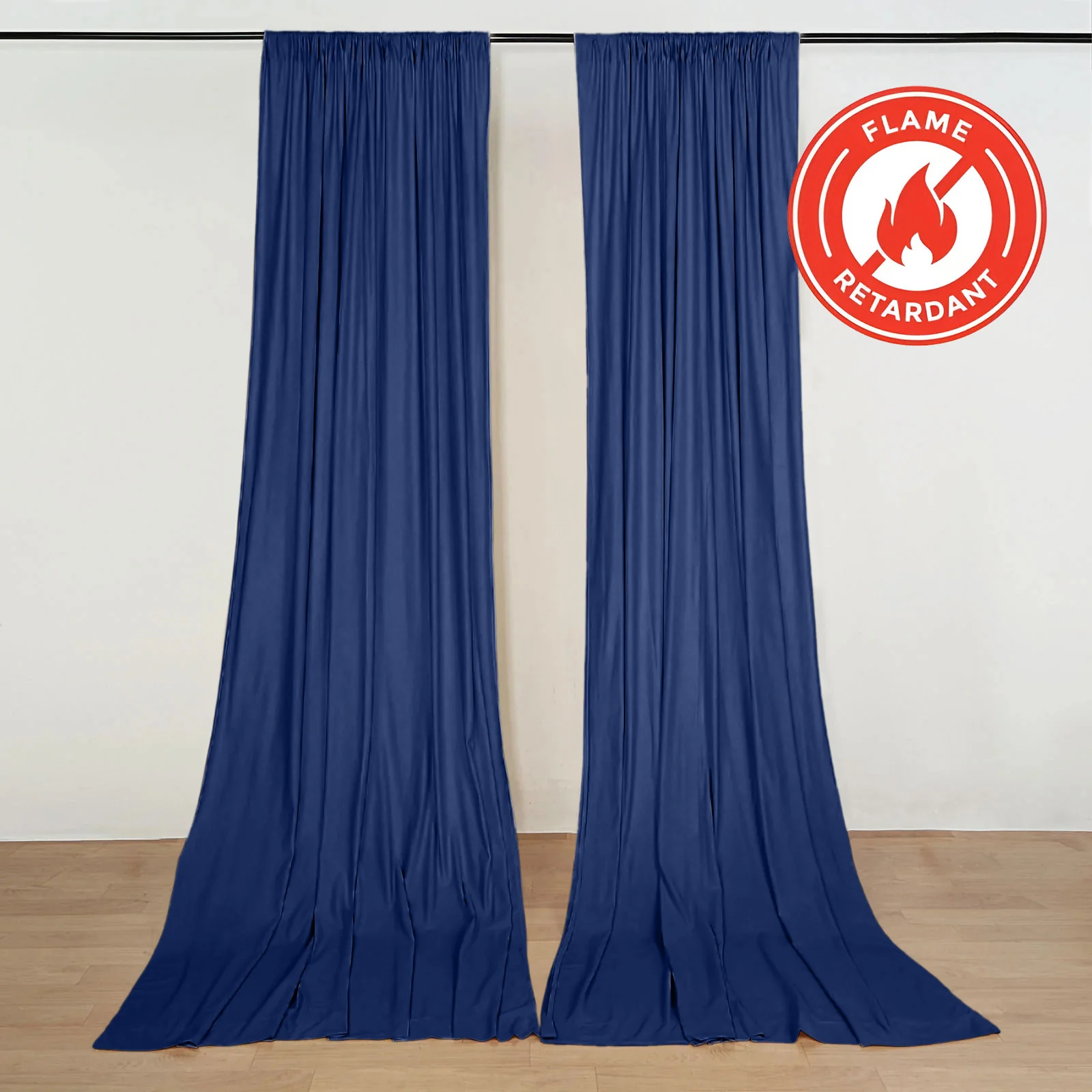 2 Pack 5ftx10ft Navy Blue Scuba Polyester Backdrop Drape Curtains, Durable Flame Resistant Event Divider Panels Wrinkle Free With Rod Pockets