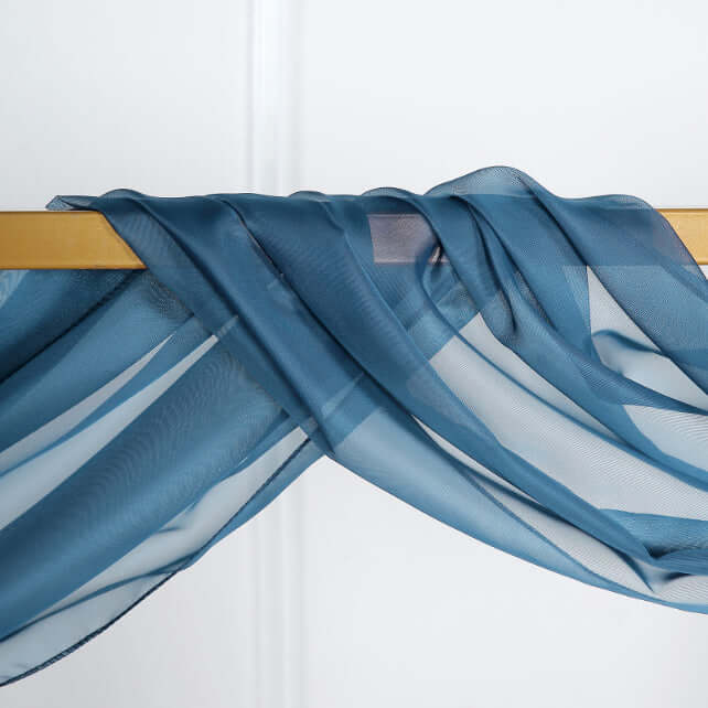 Navy Blue Sheer Organza Wedding Arch Draping Fabric, Long Curtain Backdrop Window Scarf Valance 18ft - Image 6