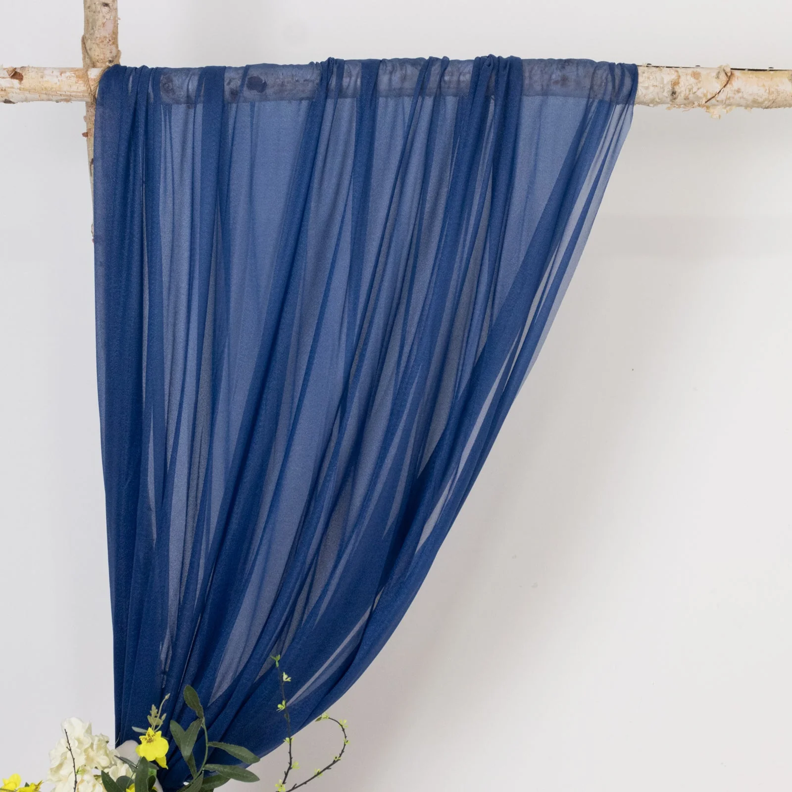 Sheer Wedding Arch Drape – 5ftx14ft Navy Blue Sheer Curtain Backdrop, Ceiling Drapery Panel - Image 2