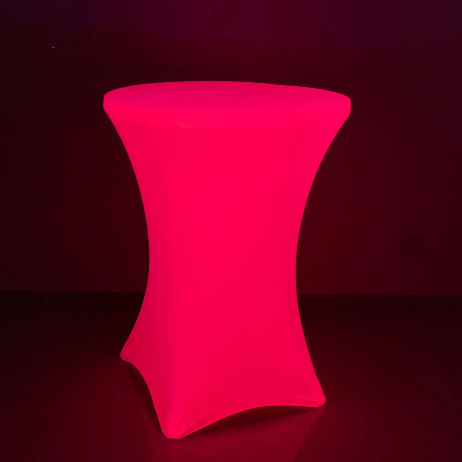 Glow Neon Fuchsia Fitted Round Cocktail Table Cover 30" Spandex, Wrinkle-Free Cover