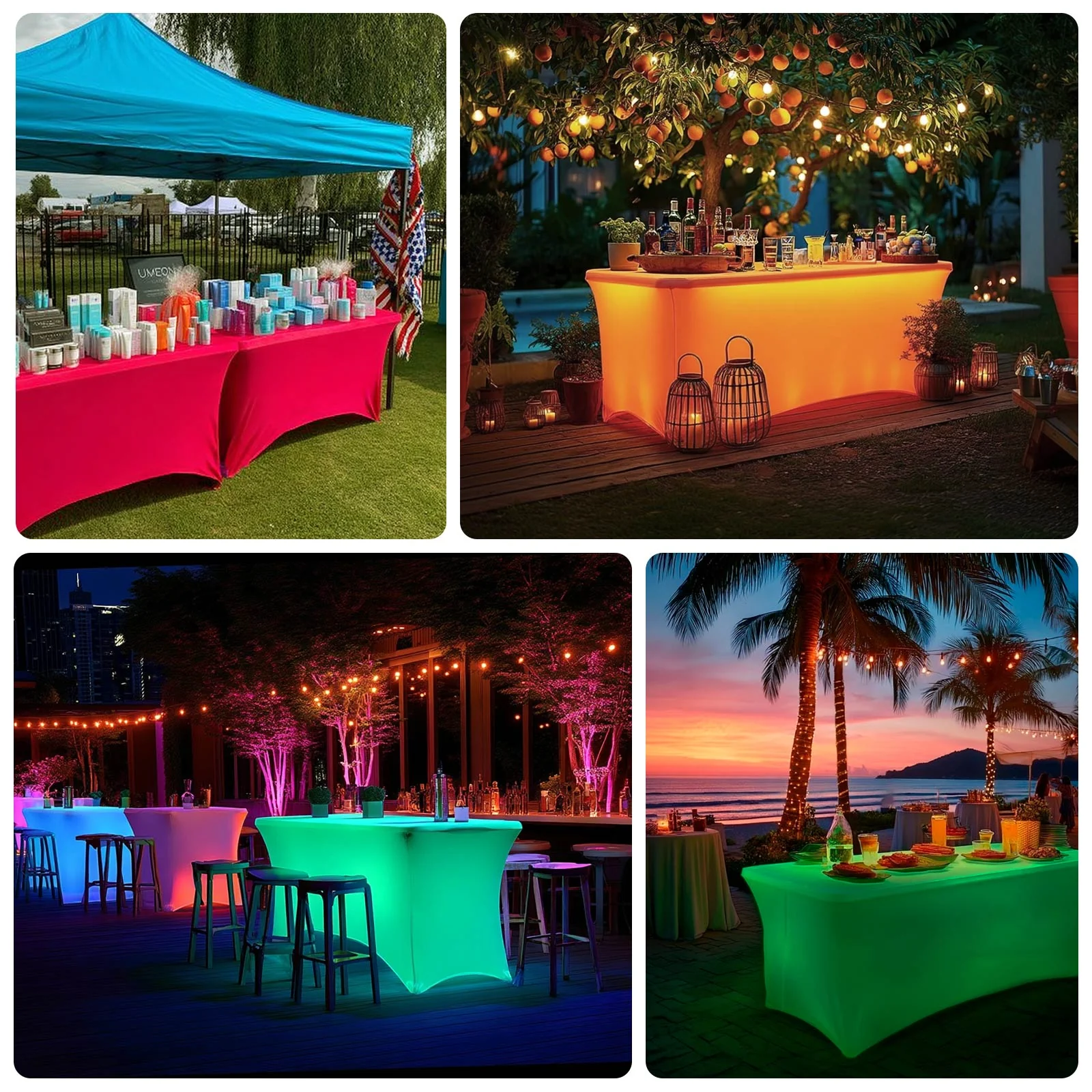 Glow Neon Fuchsia Fitted Tablecloth – 6ft Spandex, Wrinkle-Free Cover for Rectangular Tables - Image 4