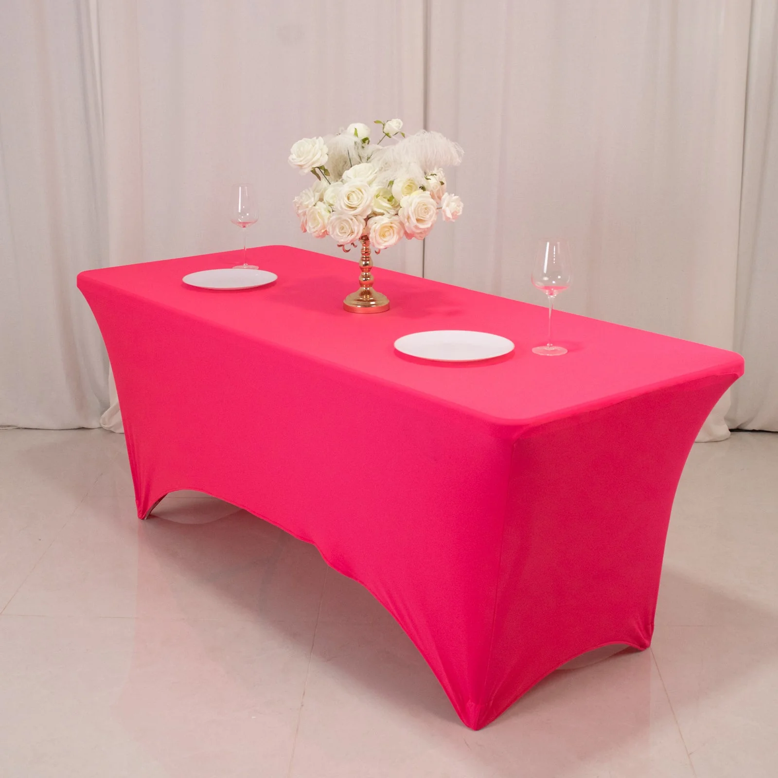 Glow Neon Fuchsia Fitted Tablecloth – 6ft Spandex, Wrinkle-Free Cover for Rectangular Tables - Image 8