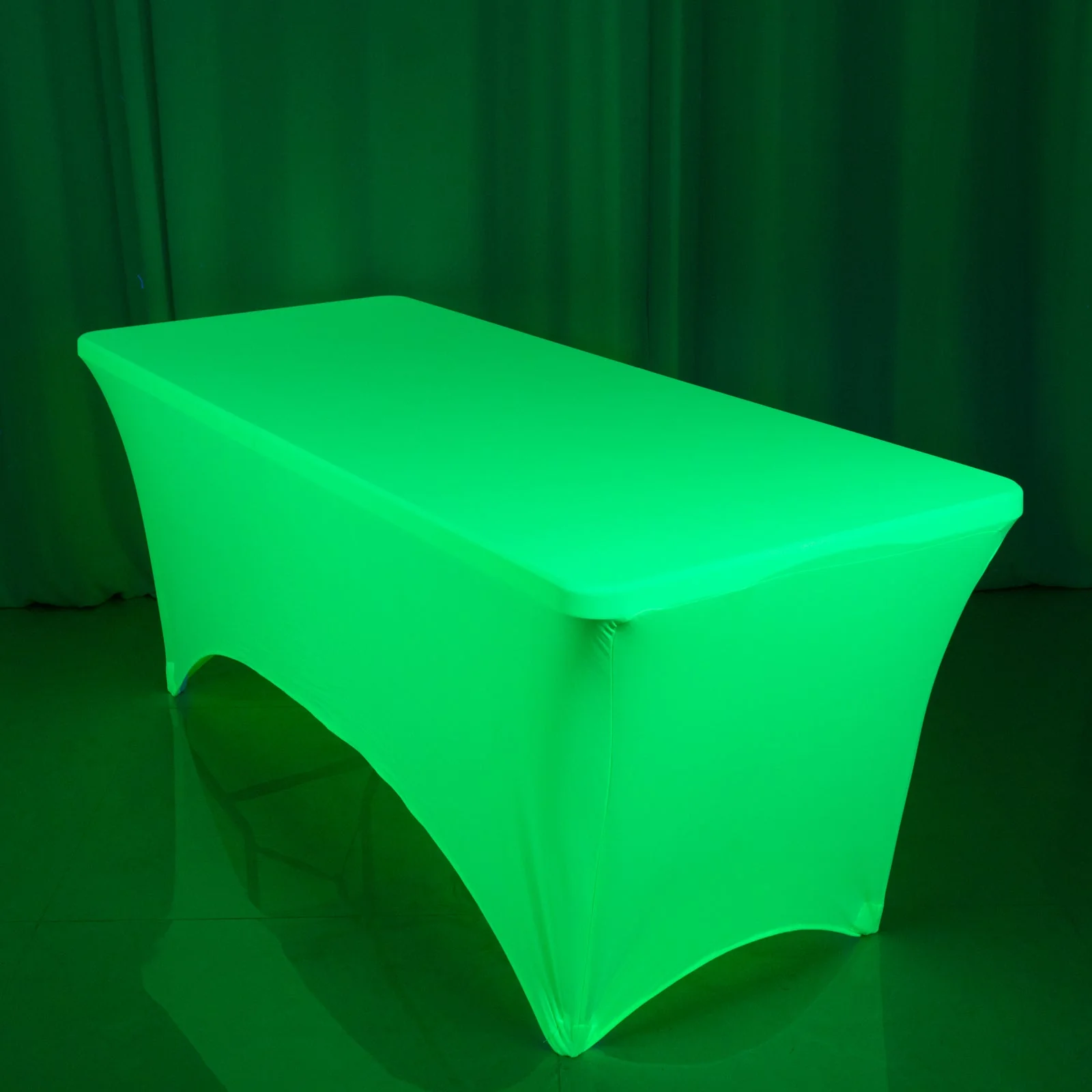 Glow Neon Green Fitted Tablecloth – 6ft Spandex, Wrinkle-Free Cover for Rectangular Tables - Image 2