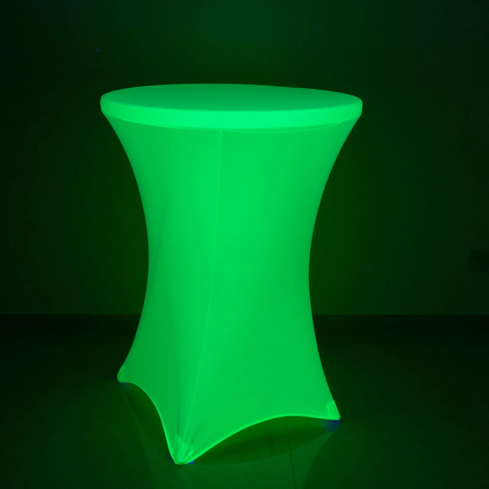 Glow Neon Green Fitted Round Cocktail Table Cover 30" Spandex, Wrinkle-Free Cover