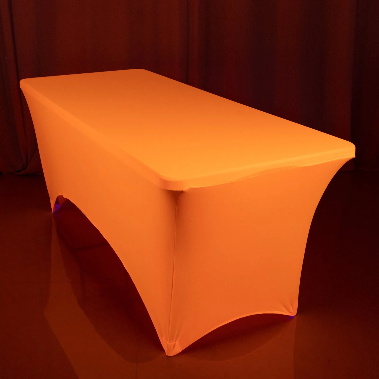 Glow Neon Orange Fitted Tablecloth – 6ft Spandex, Wrinkle-Free Cover for Rectangular Tables - Image 2