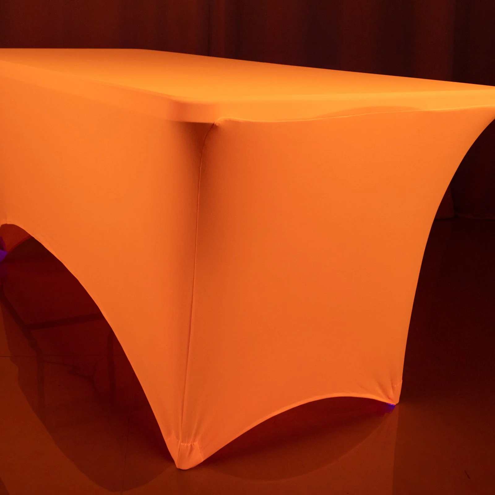 Glow Neon Orange Fitted Tablecloth – 6ft Spandex, Wrinkle-Free Cover for Rectangular Tables - Image 6