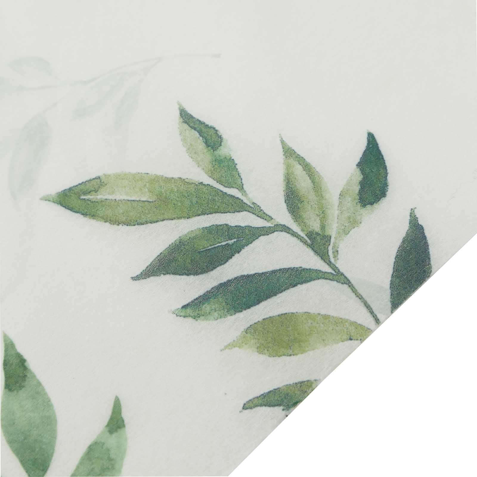 Non-Woven Tablecloth 60"x102" Rectangle White/Green with Olive Leaves Print - Disposable Cover for Spring Dining - Image 10