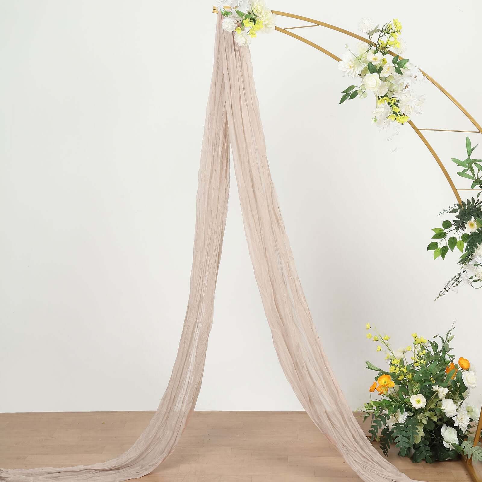 Nude Beige Gauze Cheesecloth Draping Fabric Wedding Arch Decorations, Window Scarf Valance Drapes, Boho Arbor Long Curtain Panel 20ft - Image 2