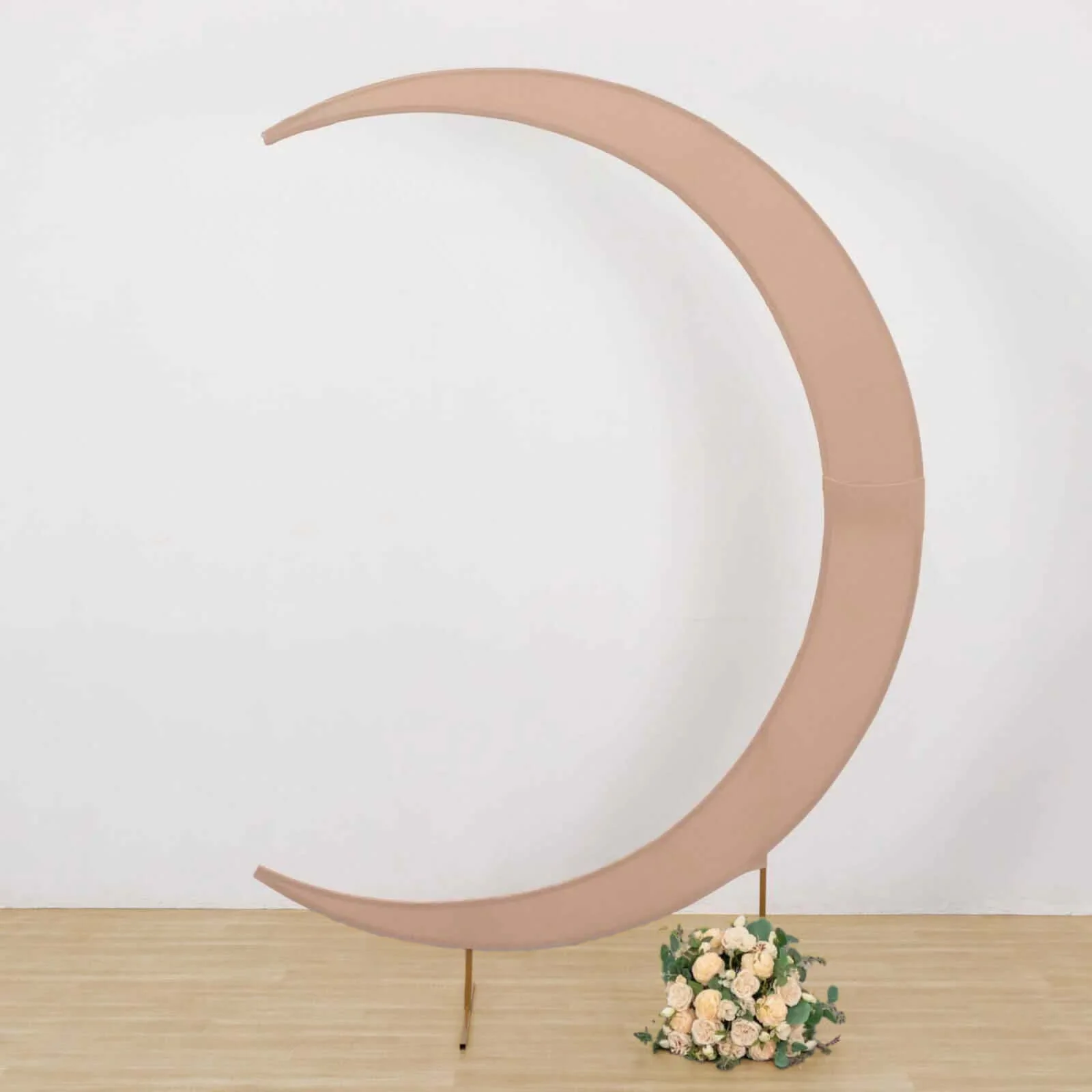Nude Spandex Crescent Moon Chiara Backdrop Stand Cover, Custom Fitted Wedding Arch Cover - 7.5ft