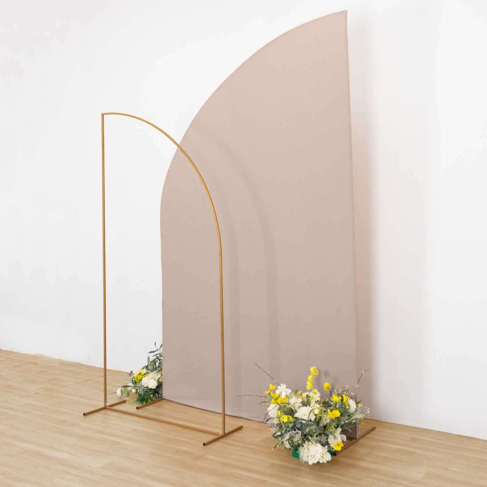 Nude Spandex Fitted Chiara Backdrop Stand Cover For Half Moon Top Wedding Arch - 8ft - Image 11