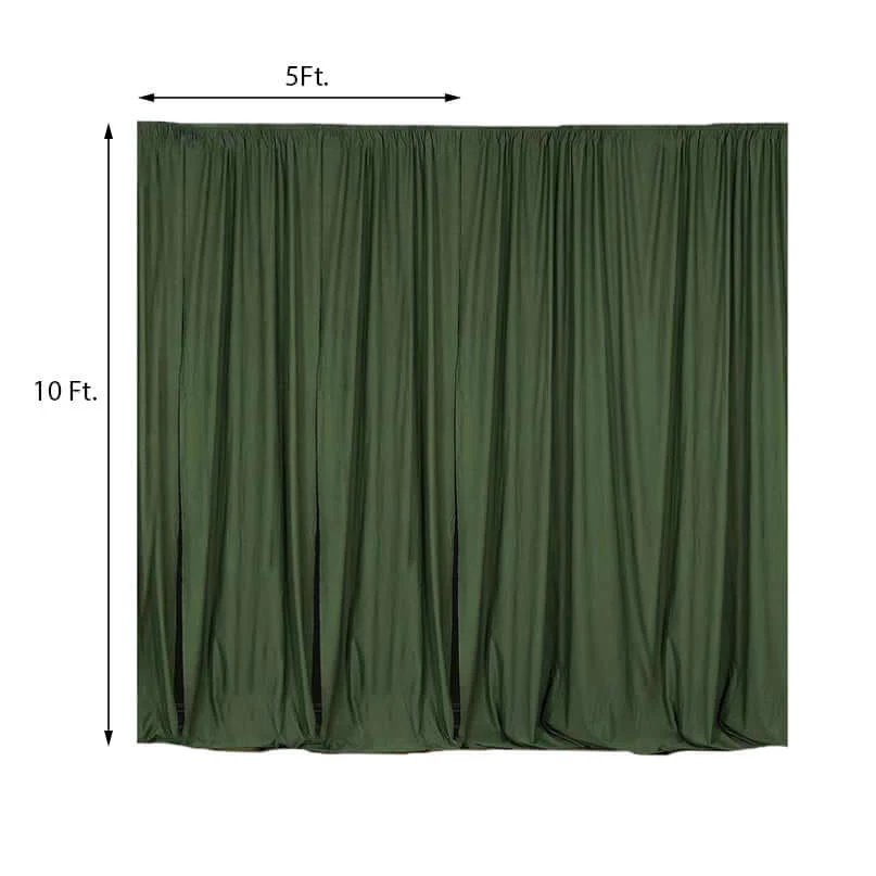 2 Pack 5ftx10ft Olive Green Scuba Polyester Backdrop Drape Curtains, Durable Flame Resistant Event Divider Panels Wrinkle Free With Rod Pockets - Image 3