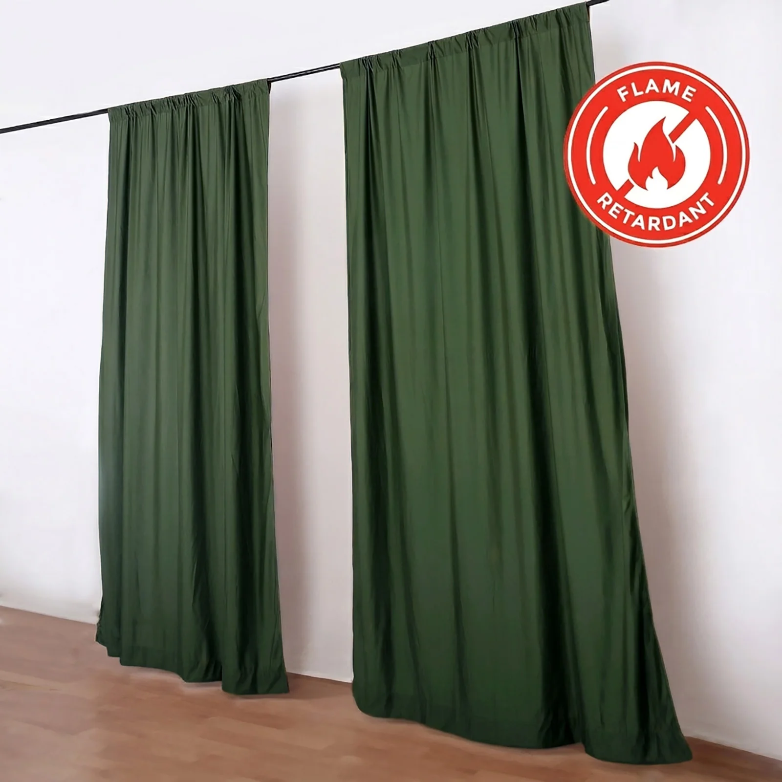 2 Pack 5ftx10ft Olive Green Scuba Polyester Backdrop Drape Curtains, Durable Flame Resistant Event Divider Panels Wrinkle Free With Rod Pockets - Image 7