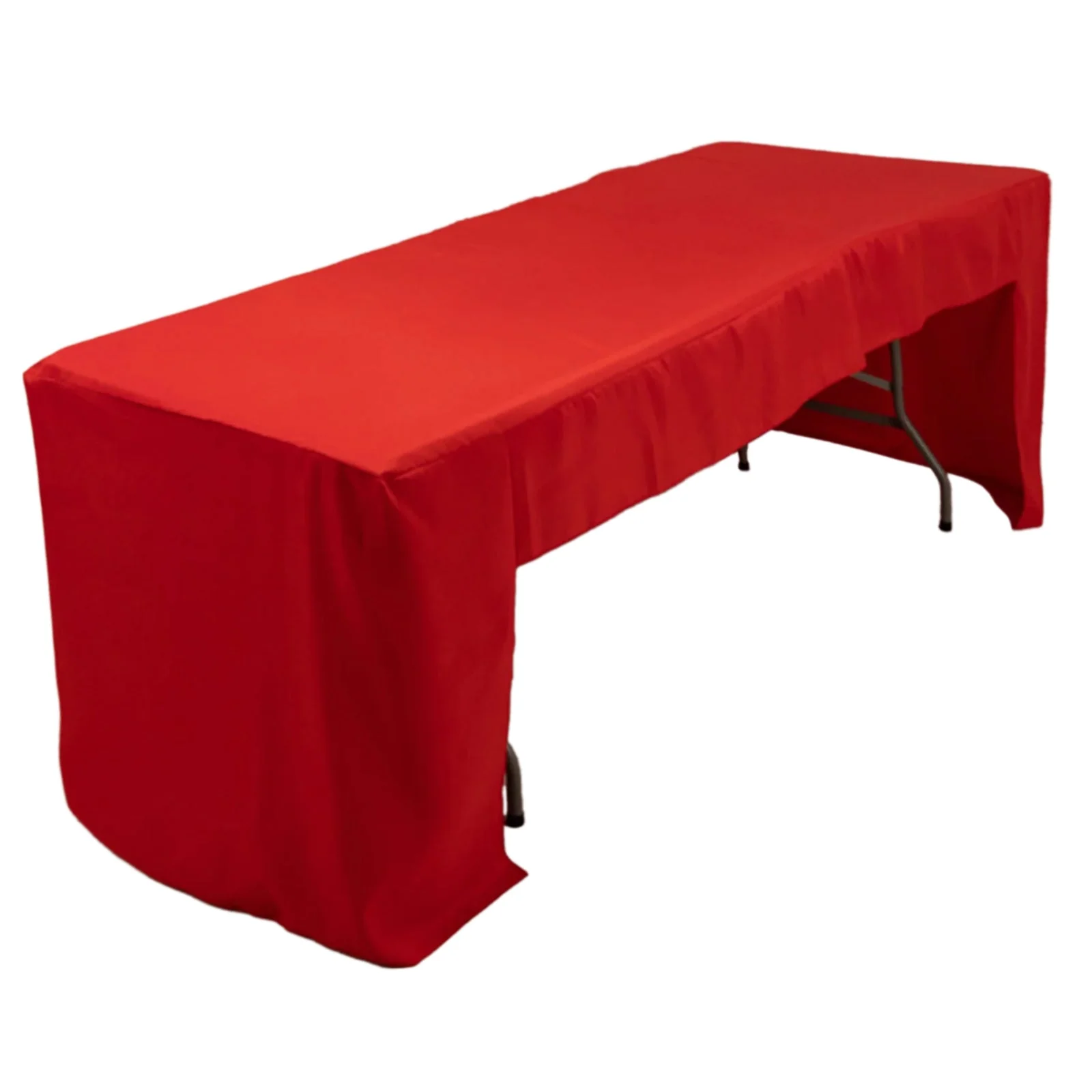 Open Back Fitted Polyester Rectangle Tablecloth 96"x30" Red - Ideal for Trade Shows and Events - Image 7