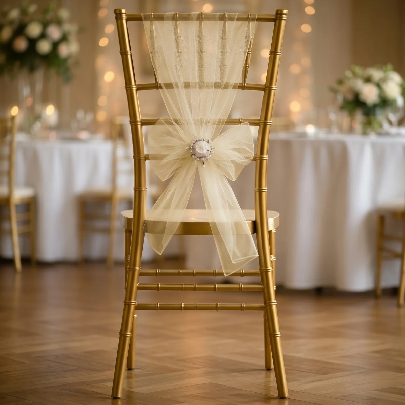20 Pack Organza Chair Sashes 6"x108" Champagne – Reusable Sheer Wedding Chair Bows - Image 7
