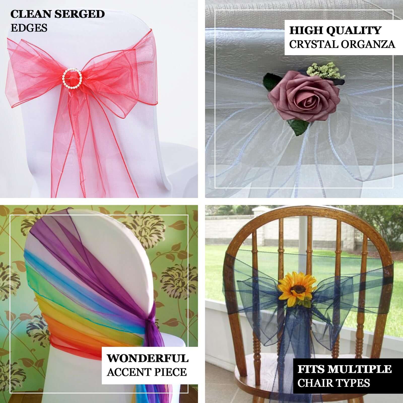20 Pack Organza Chair Sashes 6"x108" Dusty Rose – Reusable Sheer Wedding Chair Bows - Image 4