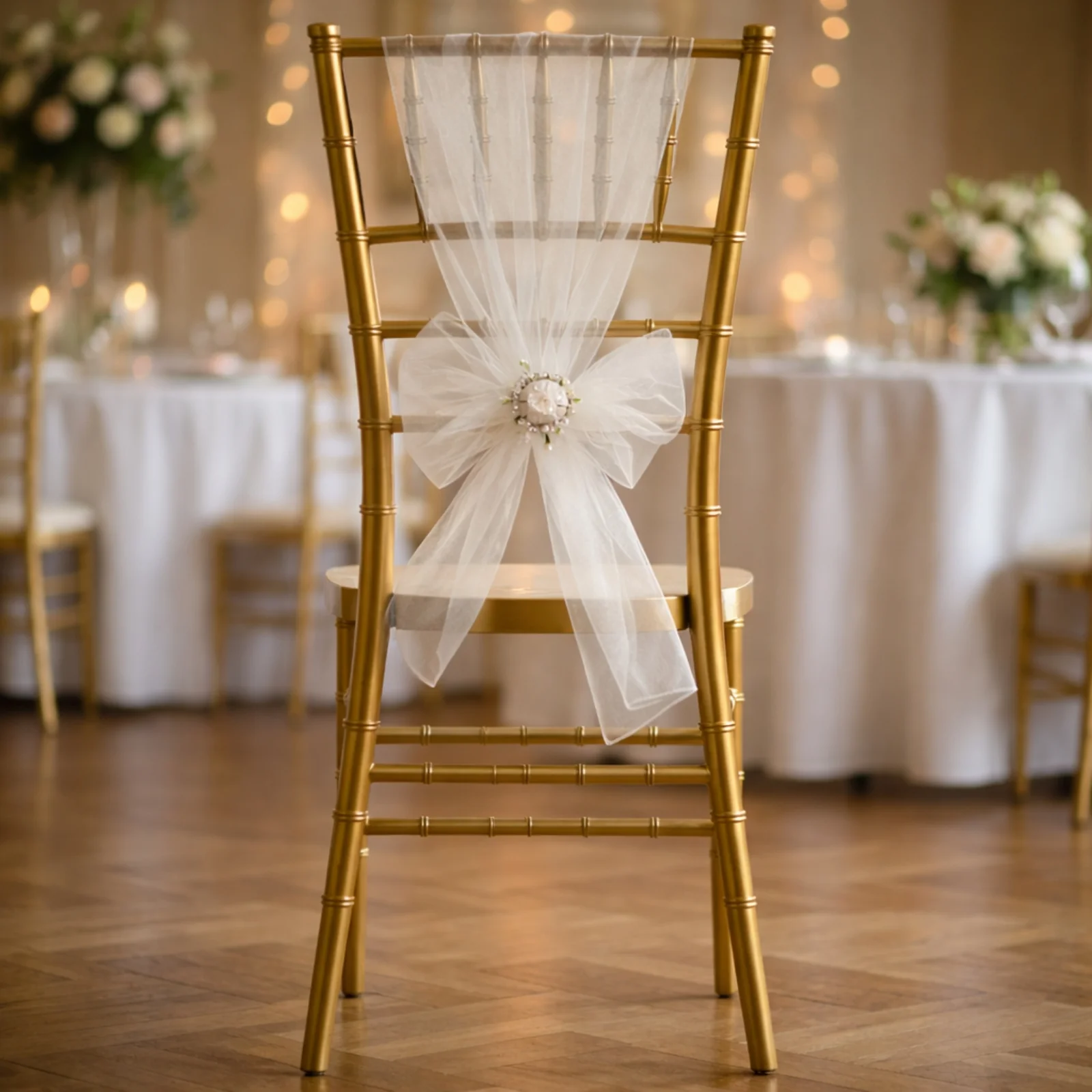 20 Pack Organza Chair Sashes 6"x108" White – Reusable Sheer Wedding Chair Bows - Image 6