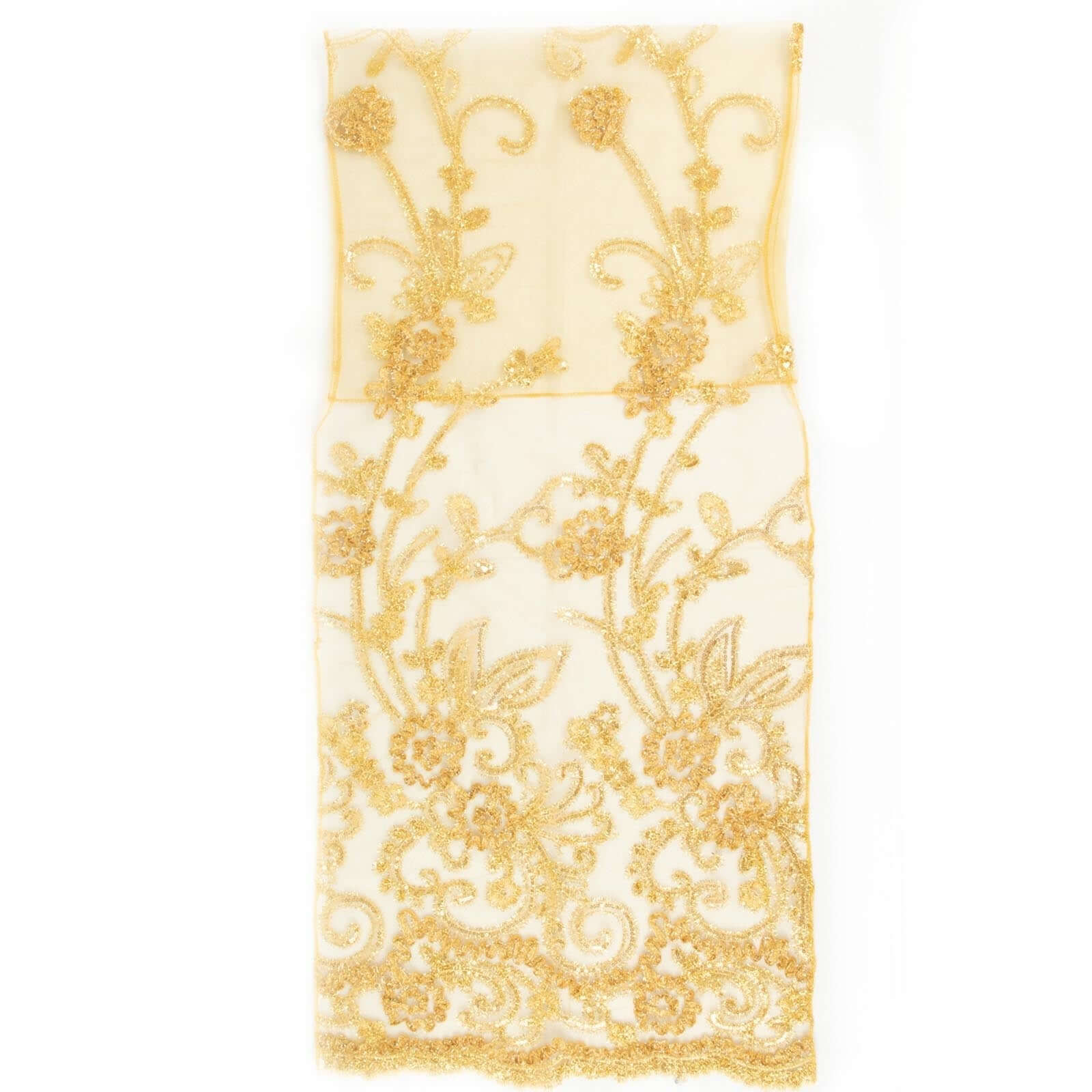 Organza Chair Slipcover Gold with Embroidered Floral Sequin - Chiavari Chair Back Lace Cover - Image 12