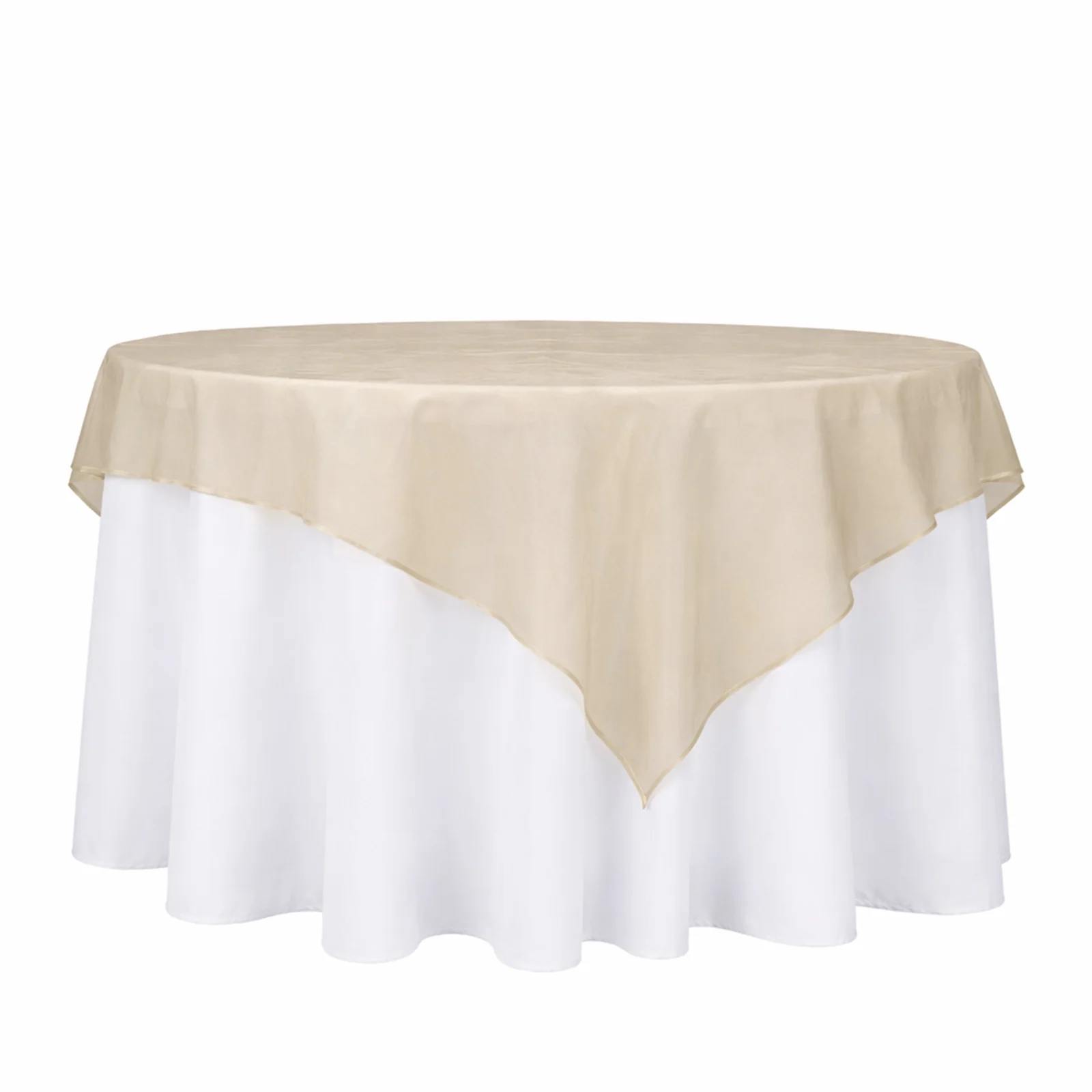 10 Pack Organza Table Overlay 72"x72" Gold - Sheer Table Topper - Image 2
