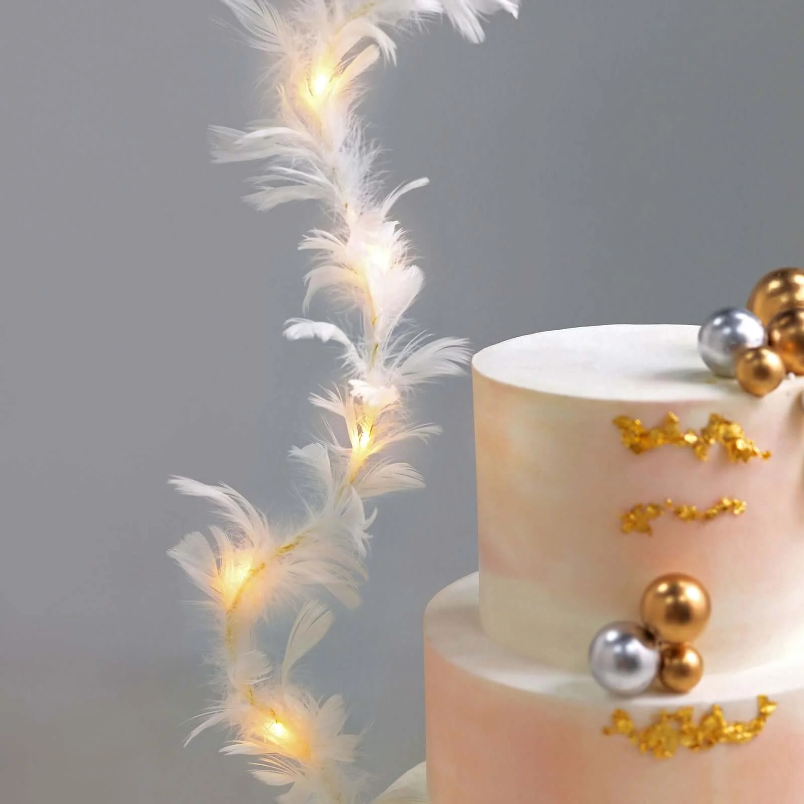 Ostrich Feather Cake Topper 35" with LED Light Up Design - Real Feather Wedding Cake Decor - Image 2