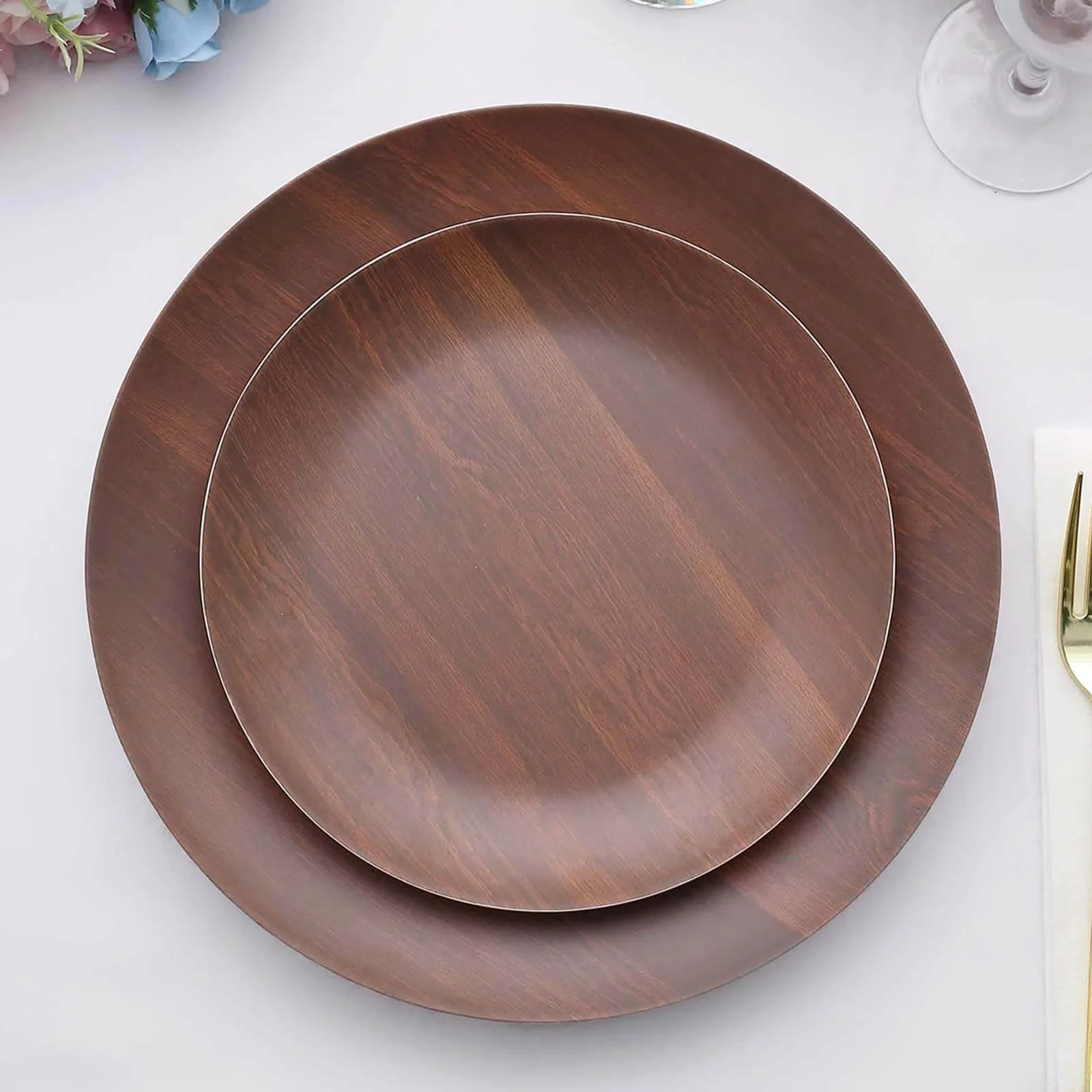 Rustic Brown Farmhouse Heavy Duty Melamine Dessert Plates