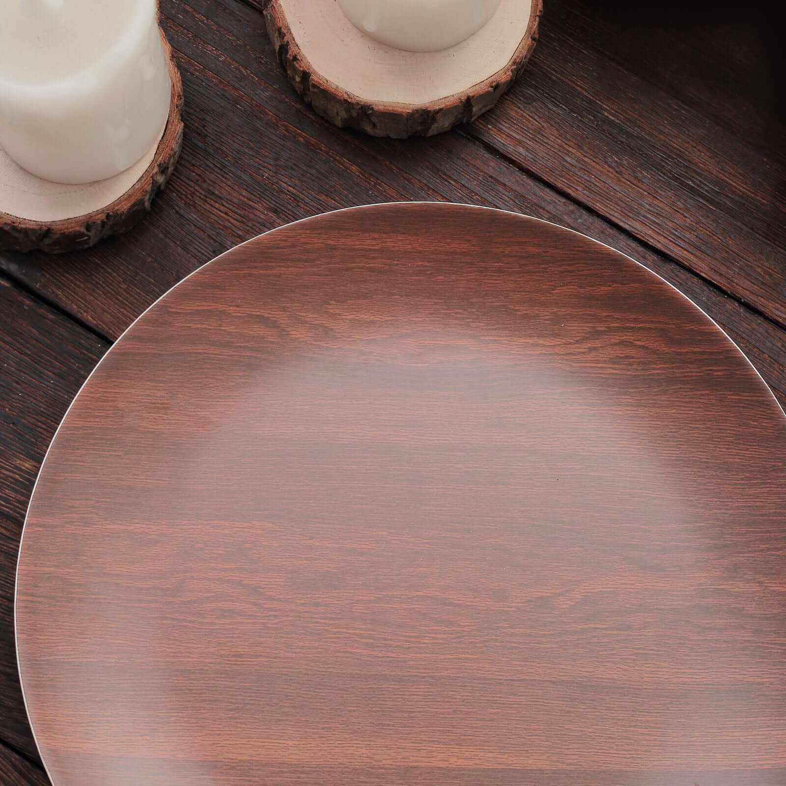 Rustic Brown Farmhouse Heavy Duty Melamine Dessert Plates - Image 8