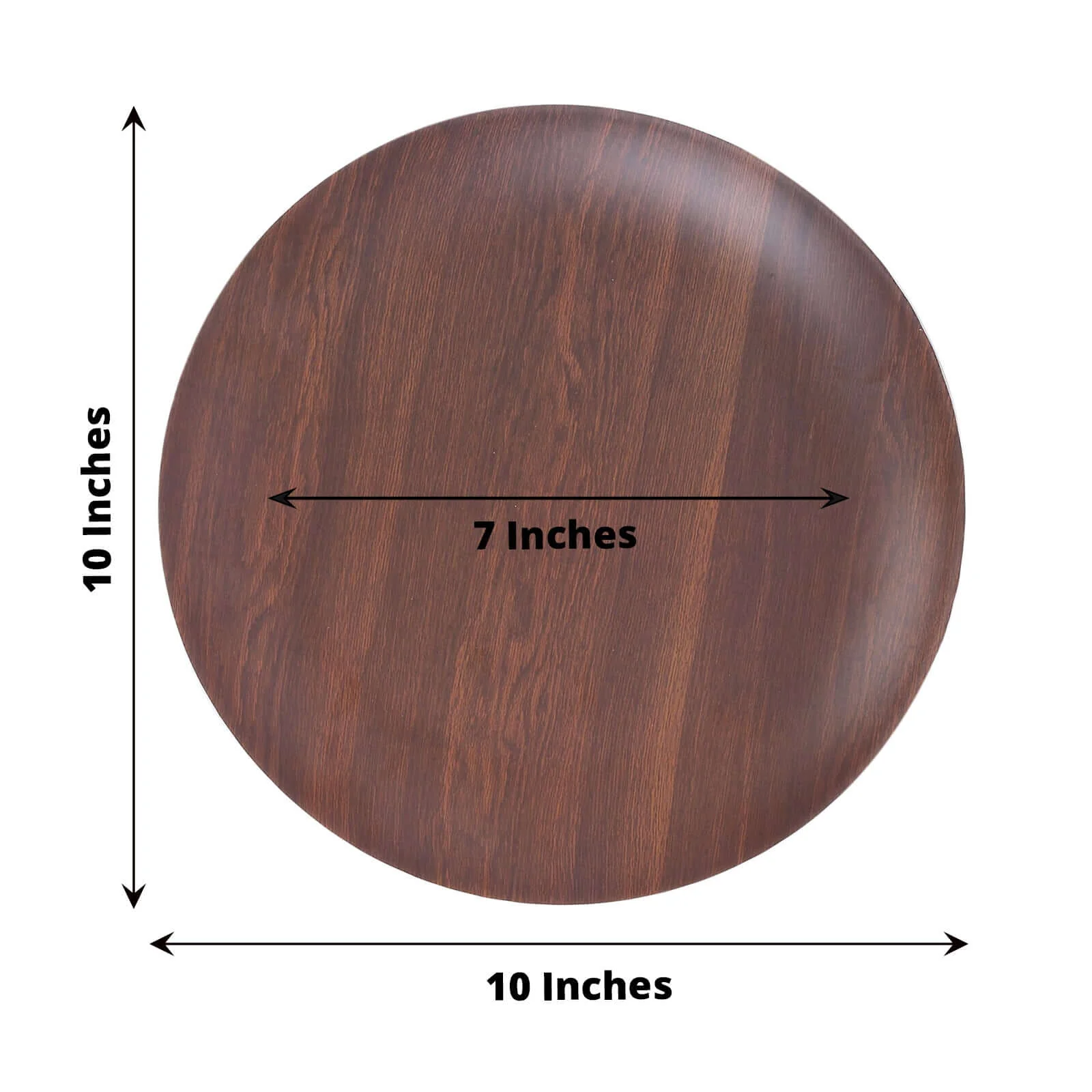 Pack of 6 Melamine Round Dinner Plates 10" Brown Wood Grain Print - Shatterproof Disposable Party Plates for Rustic Farmhouse-Inspired Events - Image 3