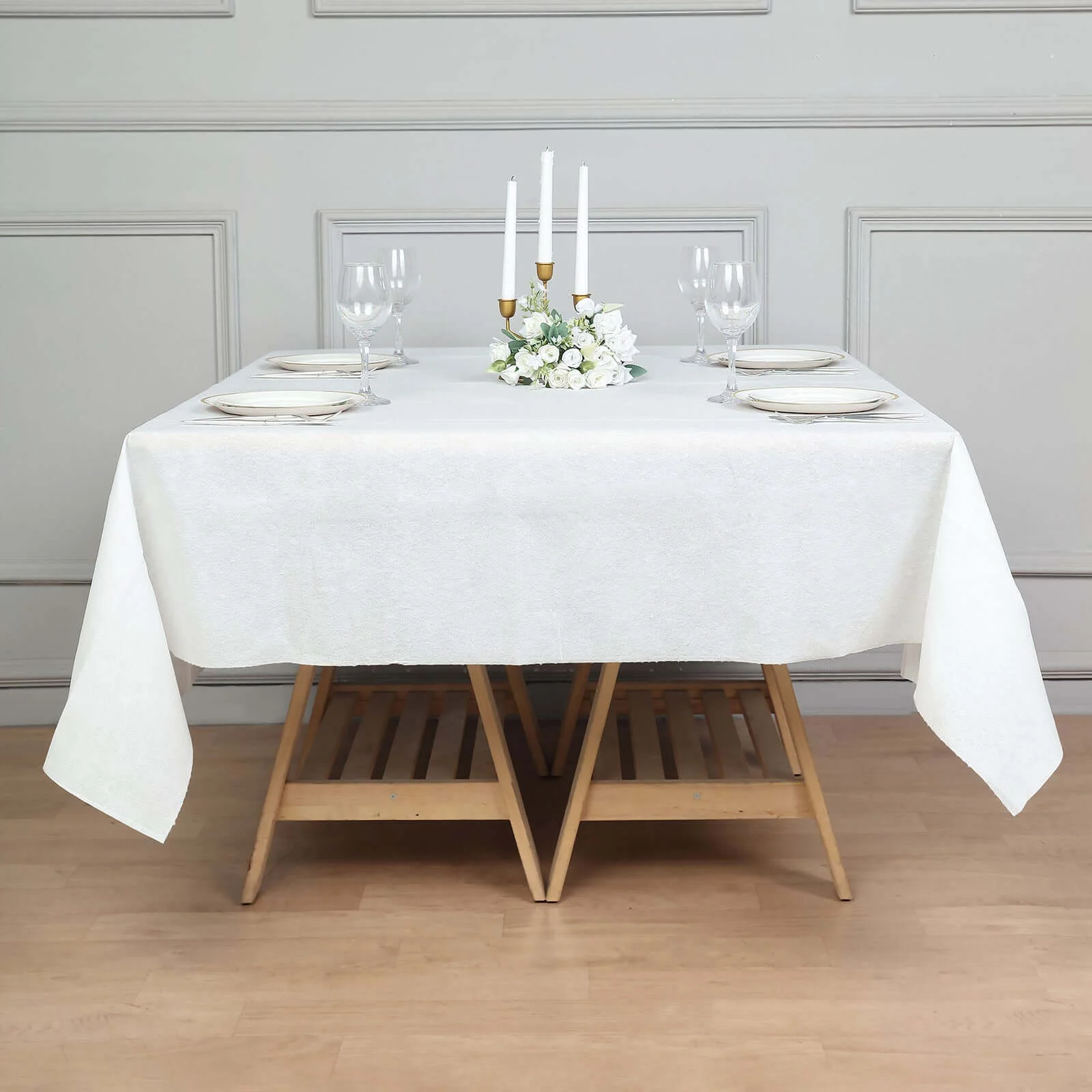 Paper Airlaid Tablecloth 70"x70" Square White - Soft Linen-Feel Disposable Cover - Image 6