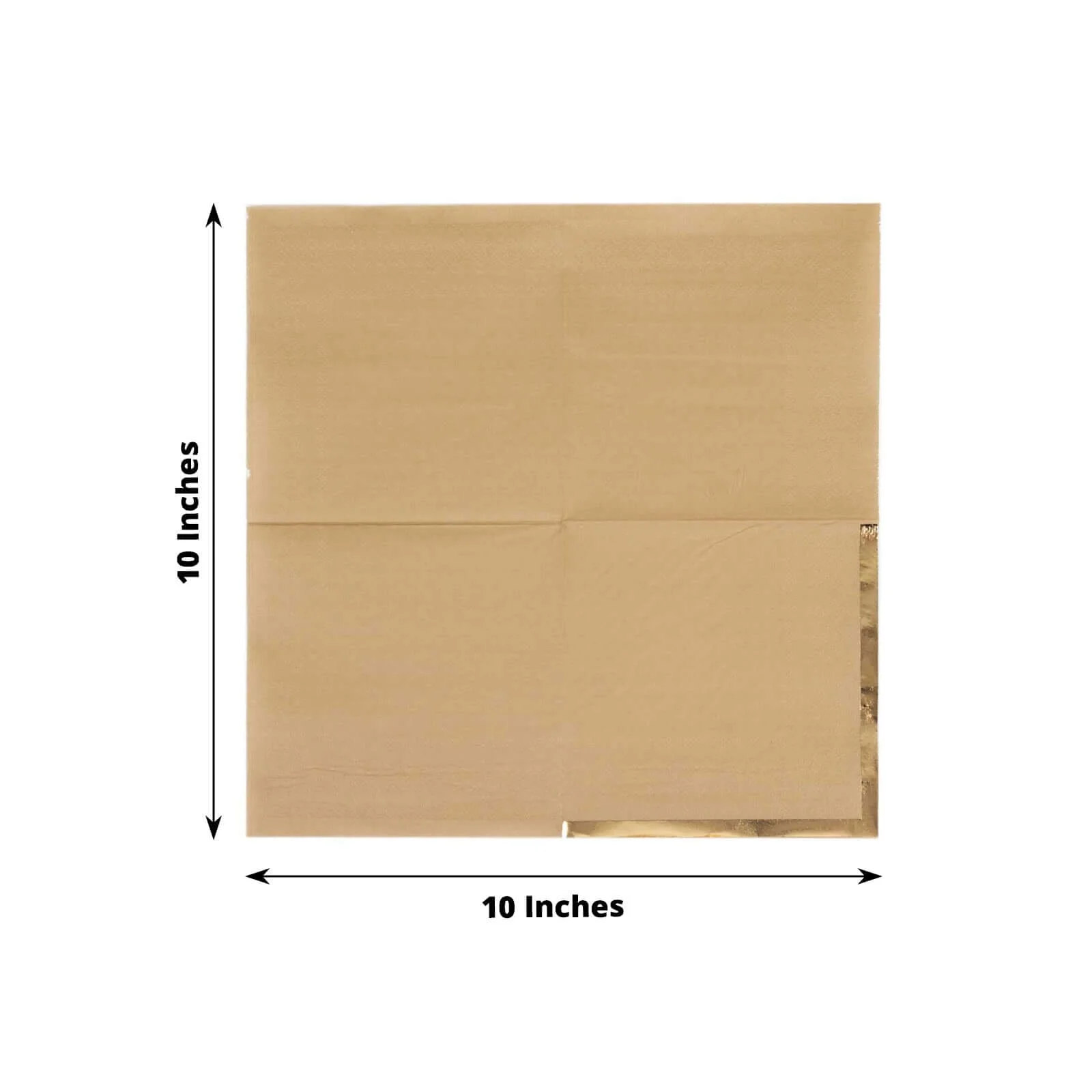 50-Pack Paper Beverage Napkins 2 Ply Natural with Gold Foil Edge 5"x5" - Soft Disposable Cocktail Napkins 18GSM - Image 3