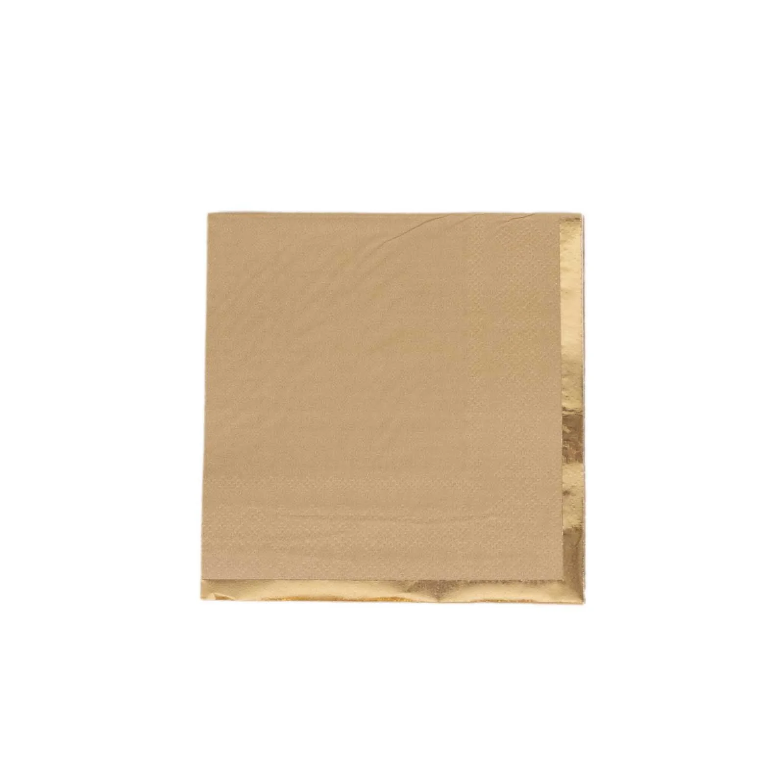 50-Pack Paper Beverage Napkins 2 Ply Natural with Gold Foil Edge 5"x5" - Soft Disposable Cocktail Napkins 18GSM - Image 8