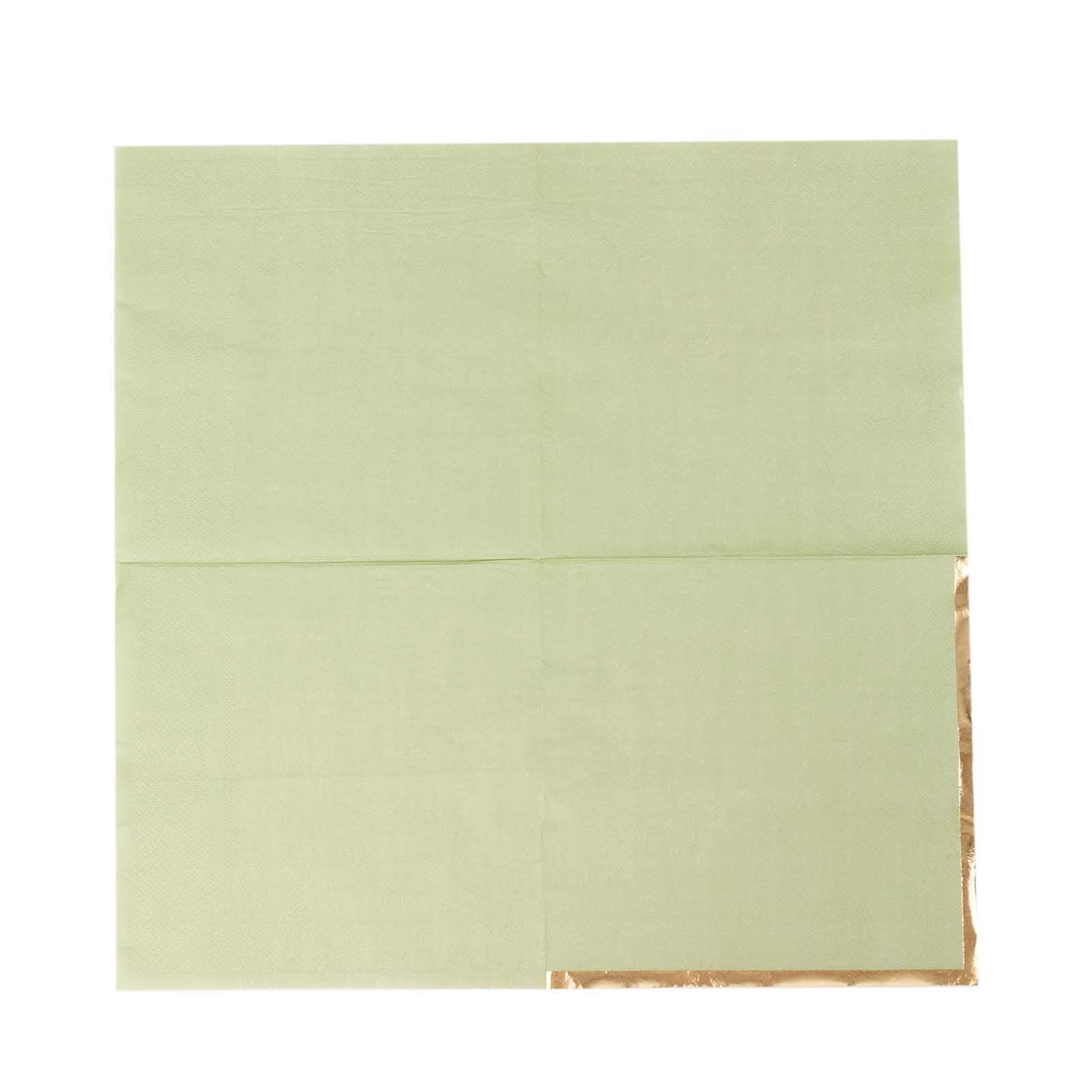 50-Pack Paper Beverage Napkins 2 Ply Sage Green with Gold Foil Edge 6.5"x6.5" - Soft Disposable Cocktail Napkins - Image 7