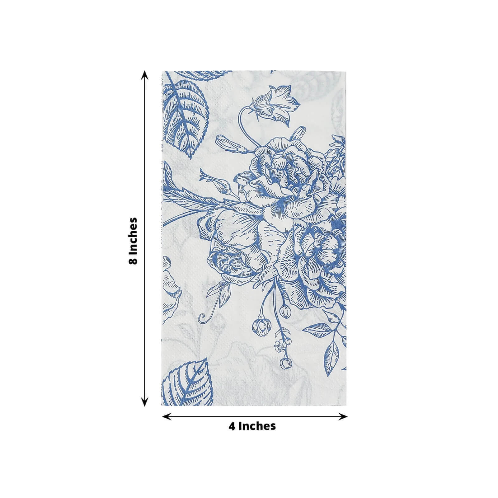 50-Pack Paper Dinner Napkins 2-Ply White with Matte Blue French Toile Floral Pattern - Soft Disposable Party Napkins - Image 3