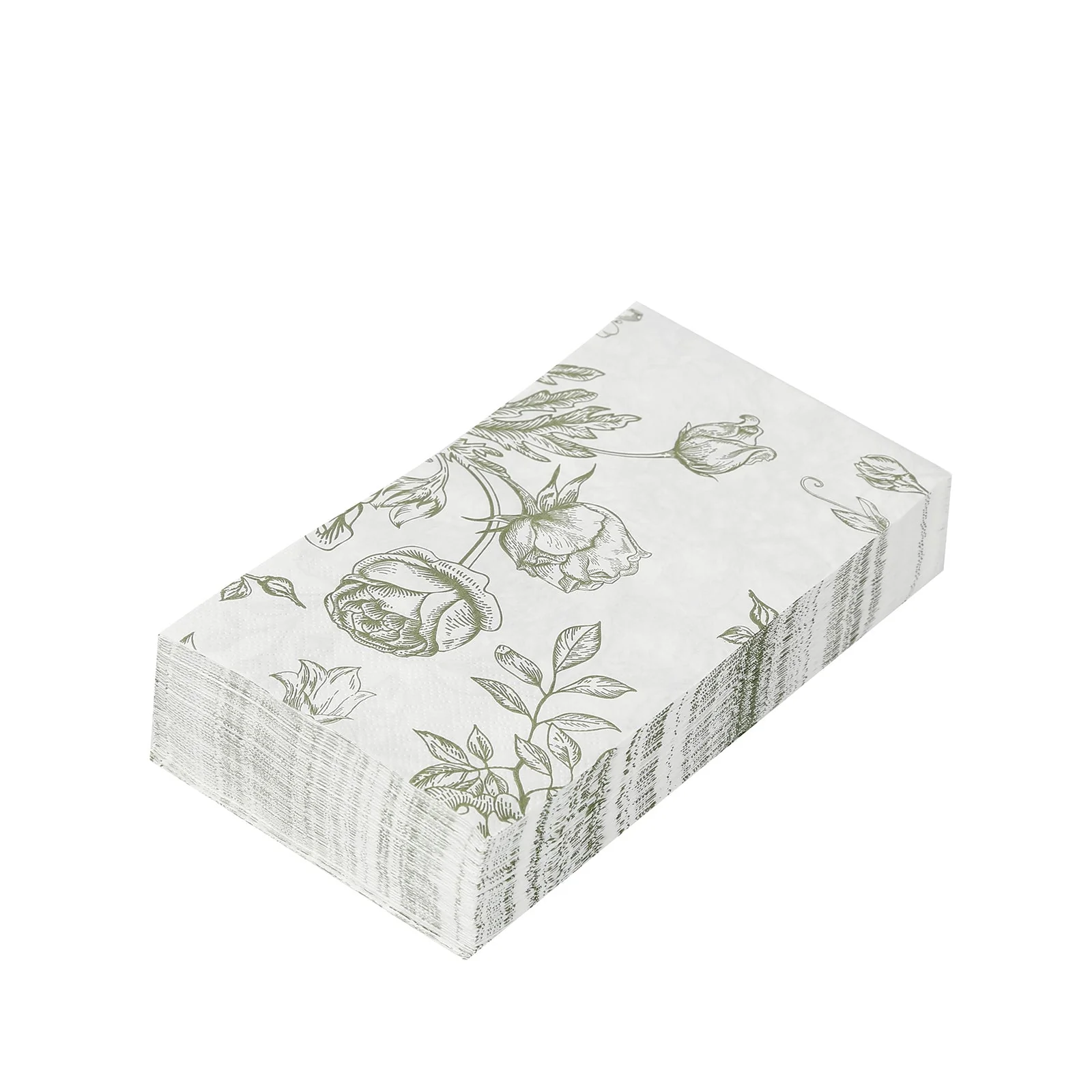 50-Pack Paper Dinner Napkins 2-Ply White with Matte Sage Green French Toile Floral Pattern - Soft Disposable Party Napkins - Image 9