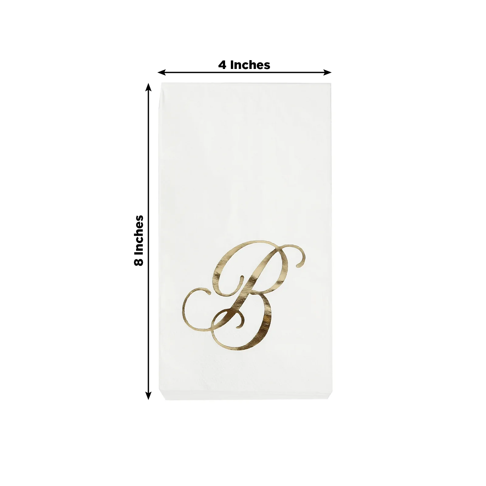 100-Pack Paper Dinner Napkins White with Gold Foil Monogram "B" – 8"x4" Folded, Disposable Party Napkins - Image 3