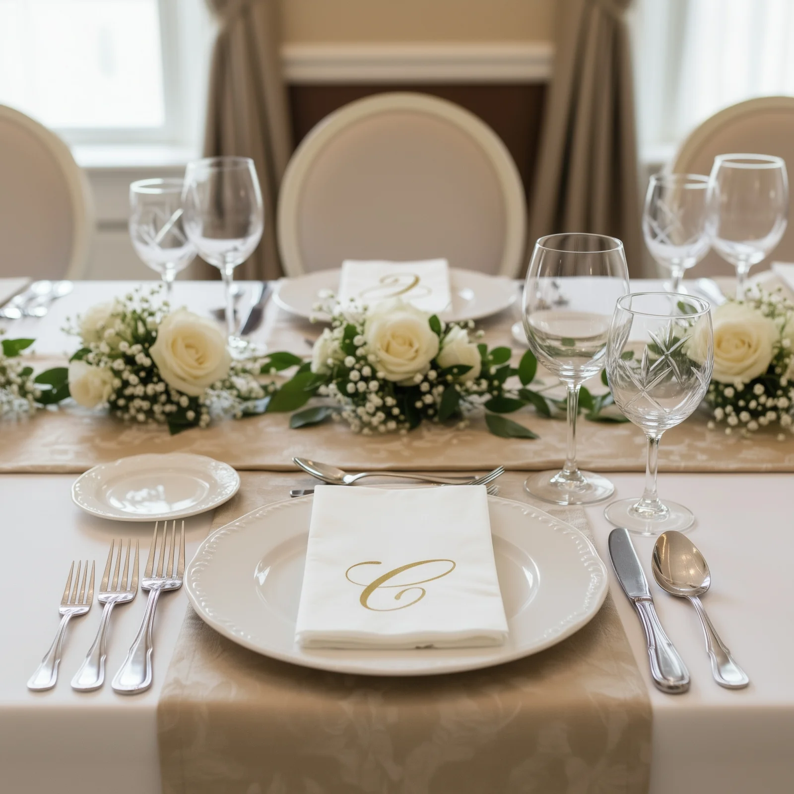 100-Pack Paper Dinner Napkins White with Gold Foil Monogram "C" – 8"x4" Folded, Disposable Party Napkins - Image 7