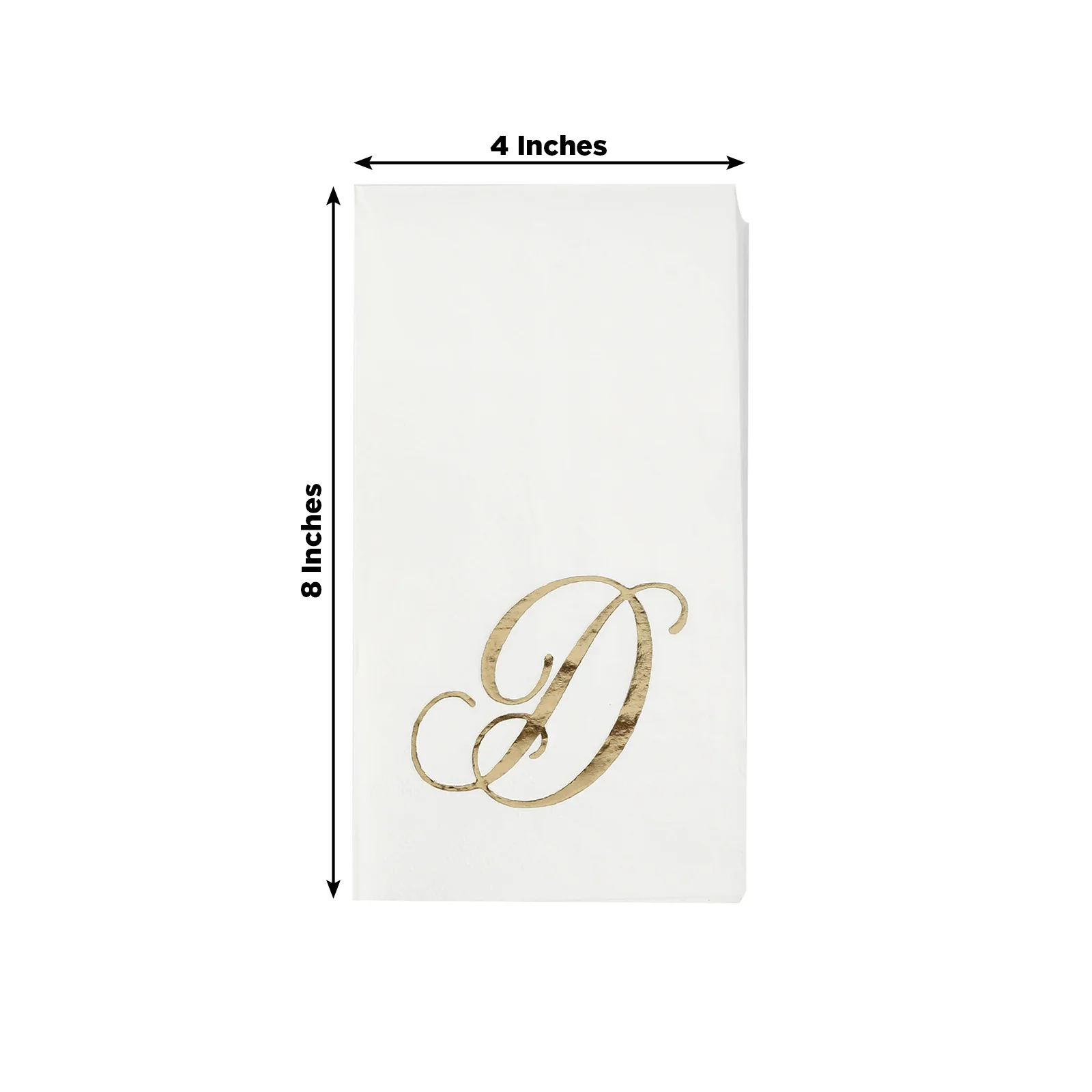 100-Pack Paper Dinner Napkins White with Gold Foil Monogram "D" – 8"x4" Folded, Disposable Party Napkins - Image 3