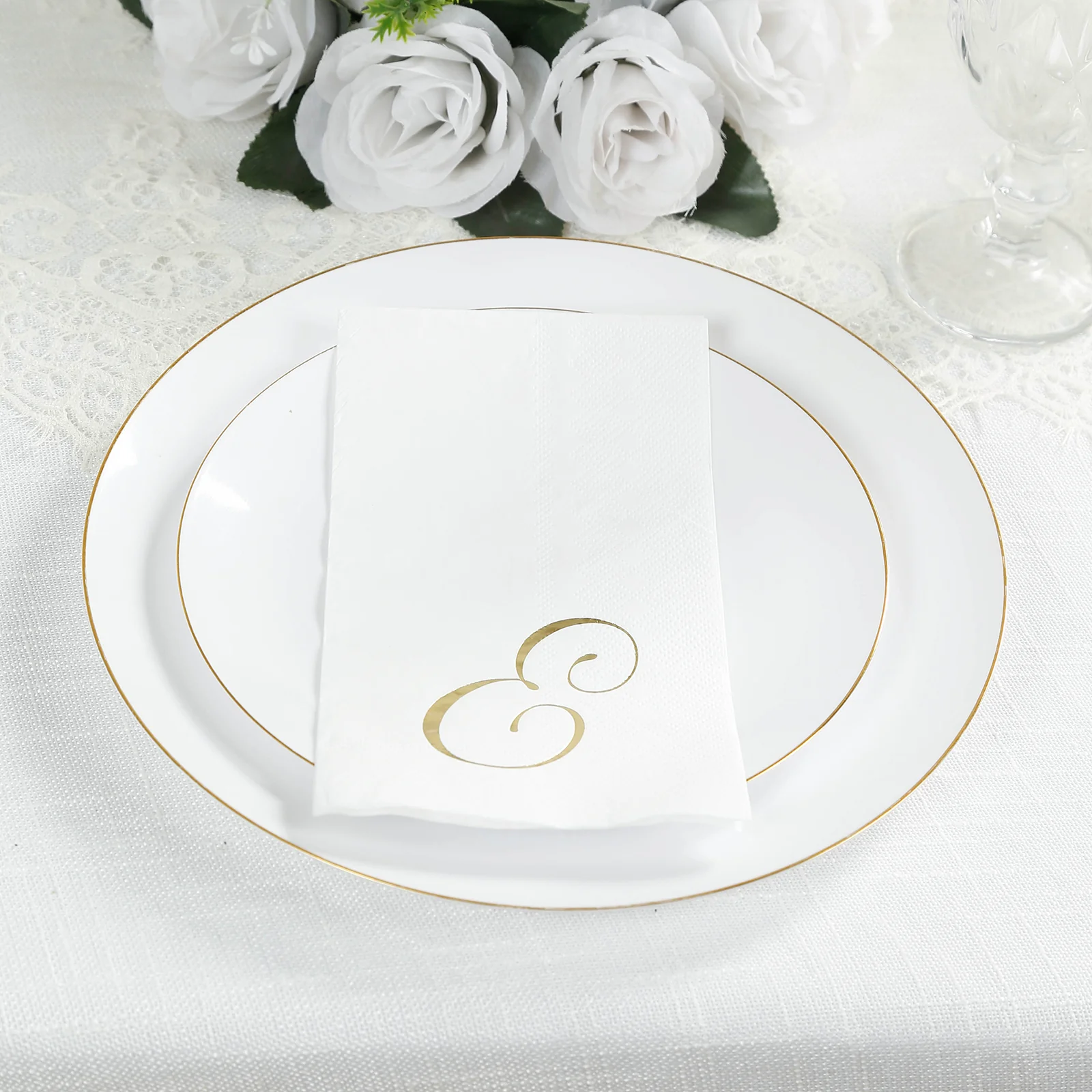 100-Pack Paper Dinner Napkins White with Gold Foil Monogram "E" – 8"x4" Folded, Disposable Party Napkins - Image 9